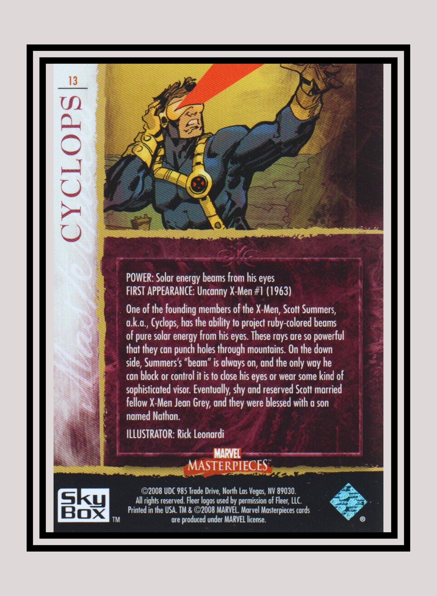 Marvel! 1x Cyclops - Base (#13 - 2008 Upper Deck Marvel Masterpieces Series 2)