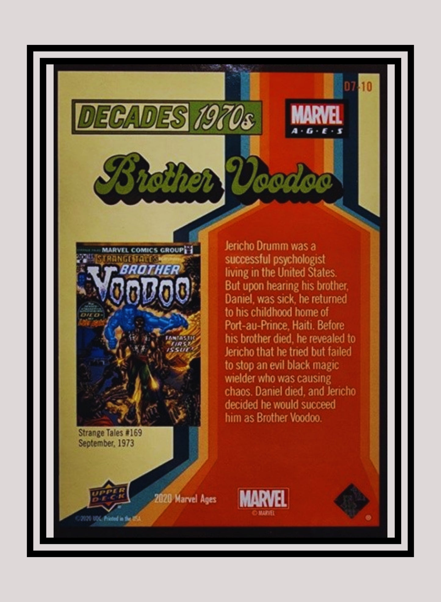 Marvel! 1x Brother Voodoo - Prism Refractor Decades 1970 (D7-10 - 2020 Upper Deck Marvel Ages)