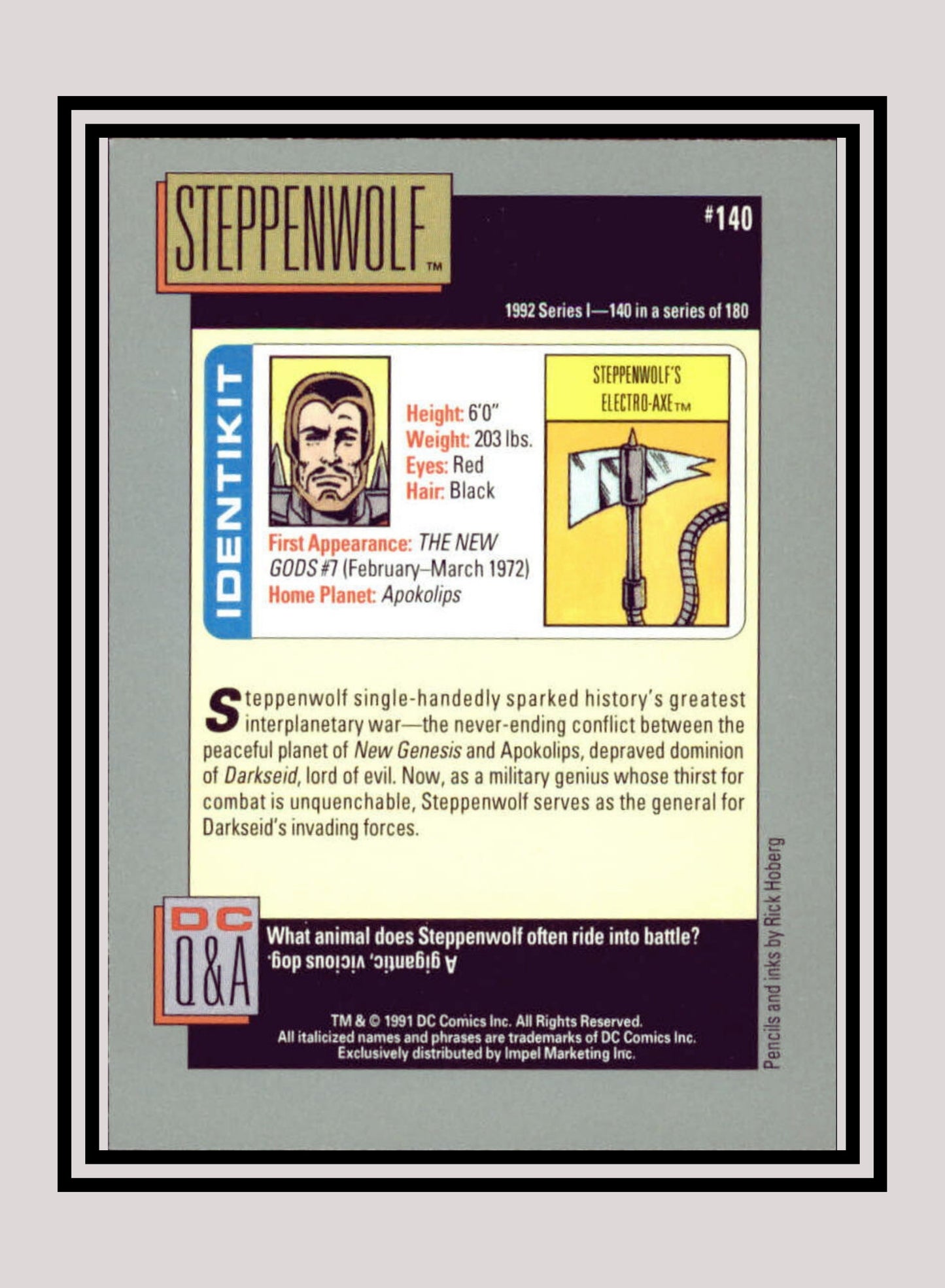 DC! 1x Steppenwolf - Base (#140 - 1991 Impel DC Cosmic Cards)