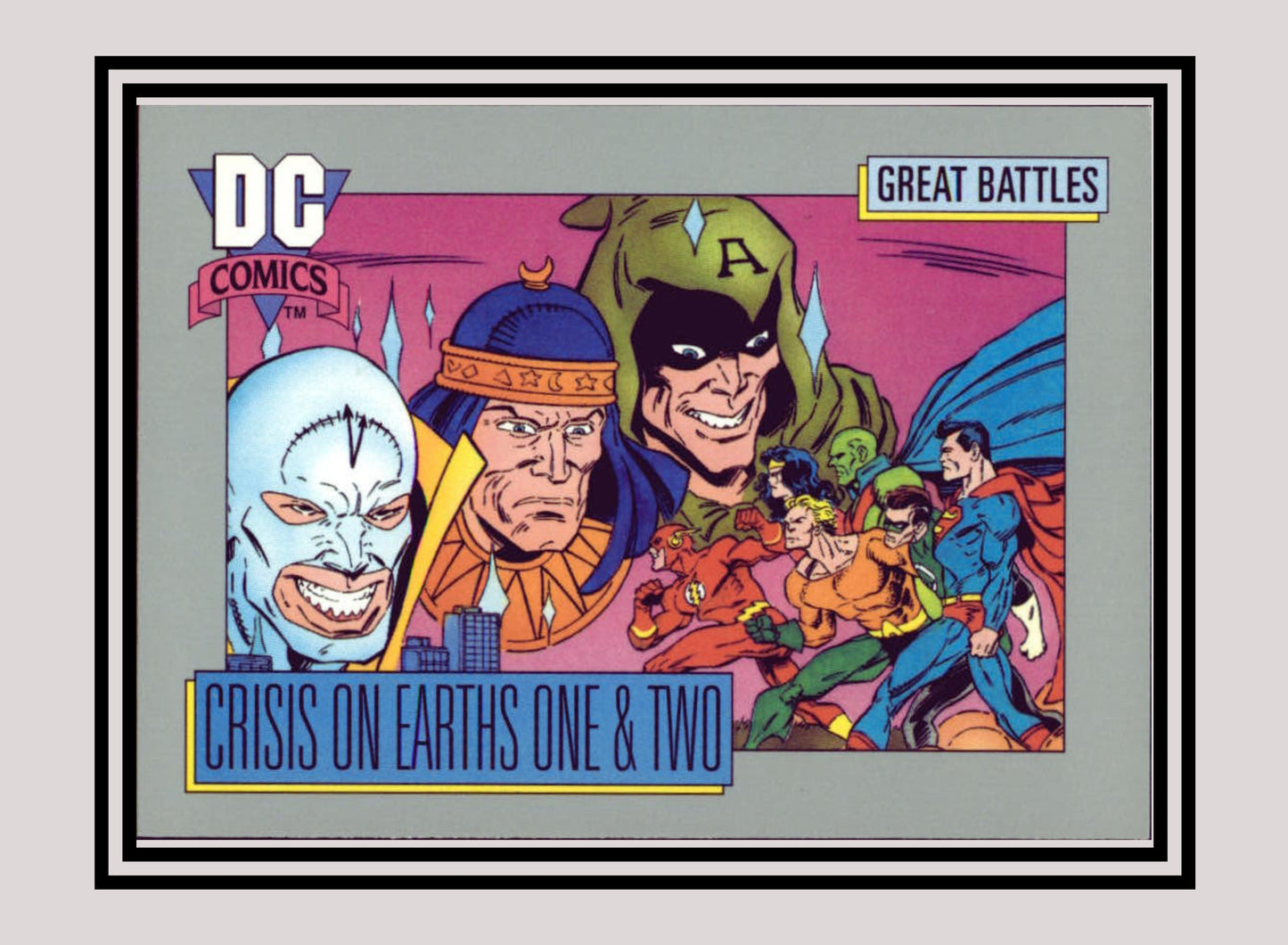 DC! 1x Crisis on Earths One & Two (Card A) - Base (#142 - 1991 Impel DC Cosmic Cards)