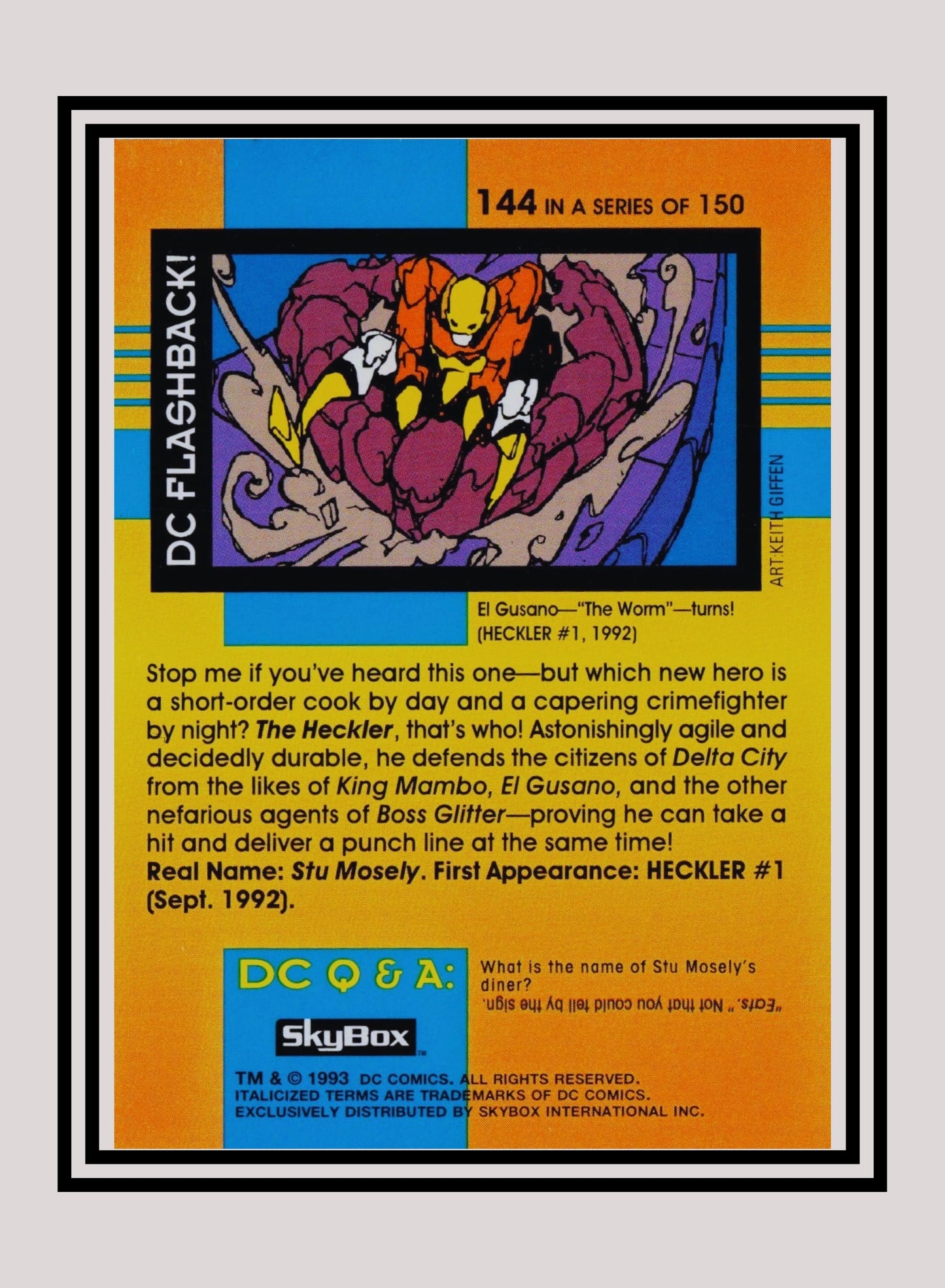 DC! 1x Heckler - Base (#144 - 1993 Skybox DC Cosmic Teams)