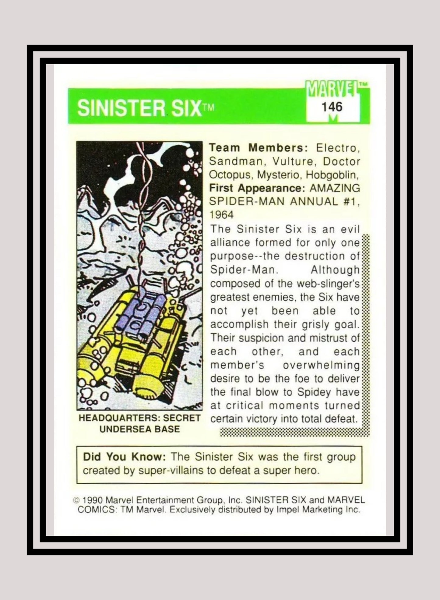 Marvel! 1x Sinister Six - Base (#146 - 1990 Impel Marvel Universe Series I)