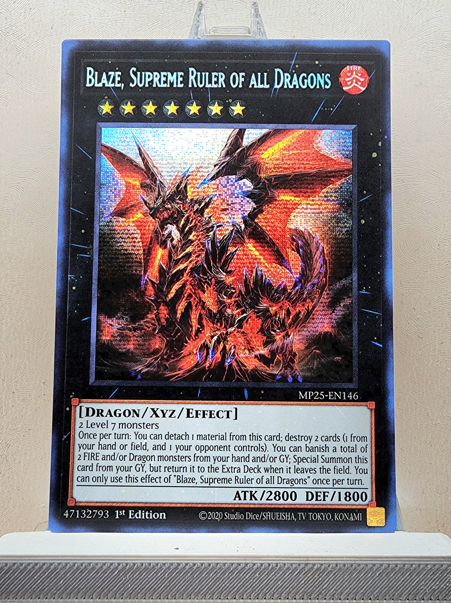 Yugioh! 1x Blaze, Supreme Ruler of all Dragons (MP25 - Prismatic Secret Rare) 1st Edition