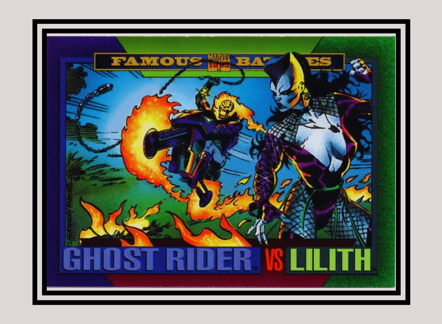 Marvel! 1x Ghost Rider vs Lilith - Base (#147 - 1993 Skybox Marvel Universe Series 4)