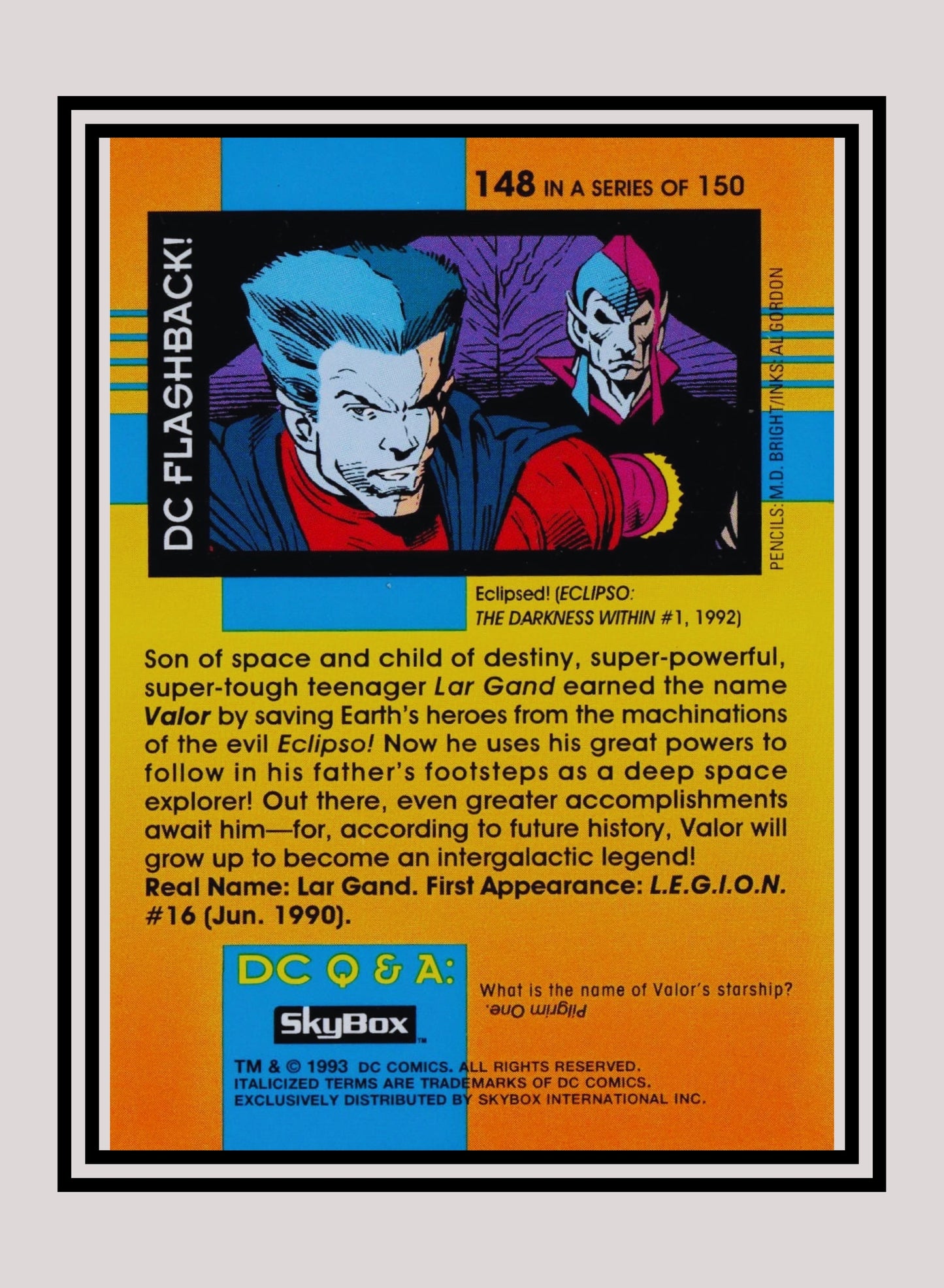 DC! 1x Valor - Base (#148 - 1993 Skybox DC Cosmic Teams)