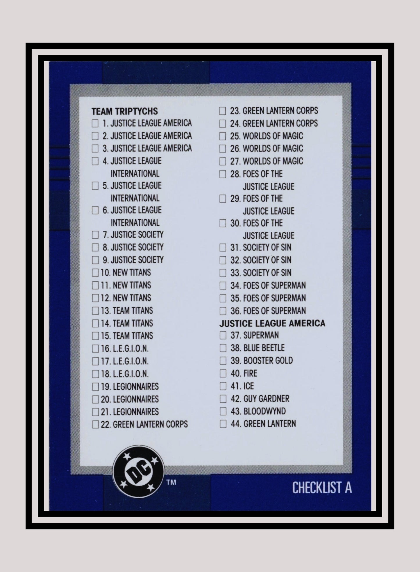 DC! 1x Checklist A - Base (#149 - 1993 Skybox DC Cosmic Teams)