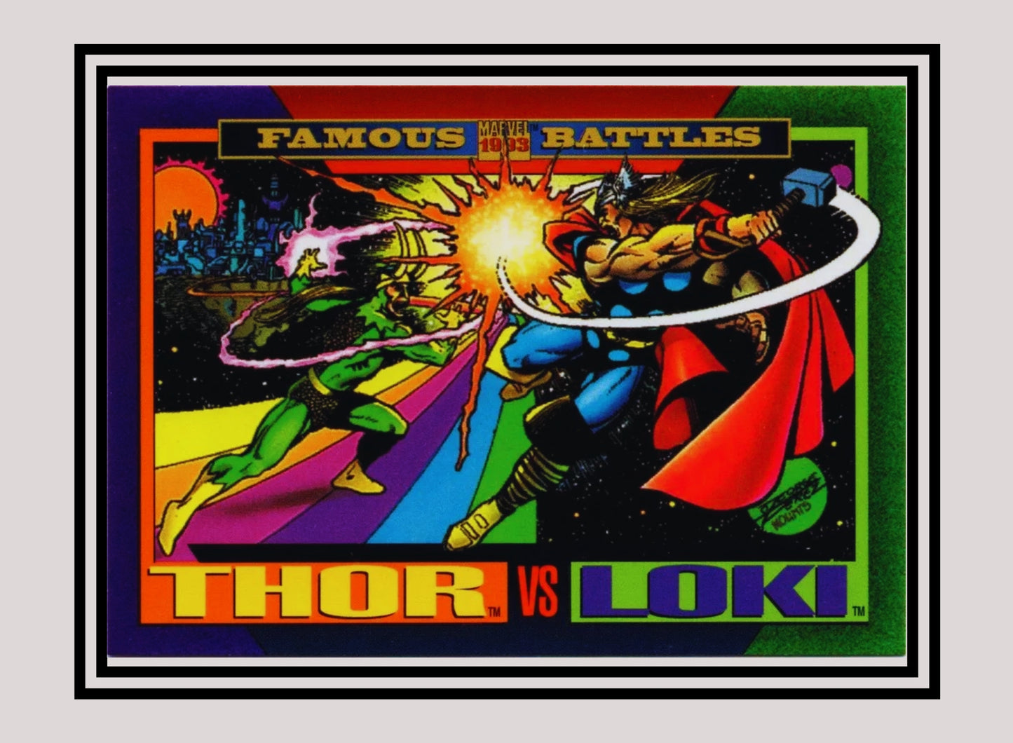 Marvel! 1x Thor vs Loki - Base (#150 - 1993 Skybox Marvel Universe Series 4)