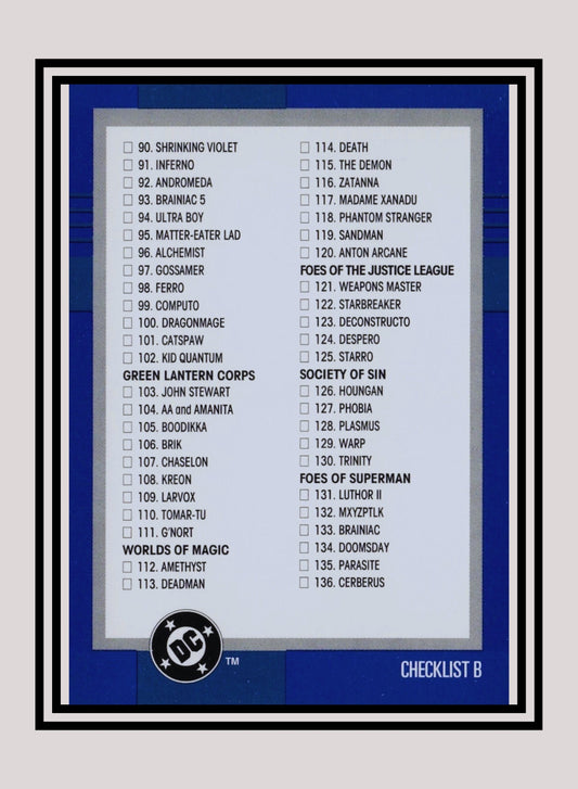 DC! 1x Checklist B - Base (#150 - 1993 Skybox DC Cosmic Teams)