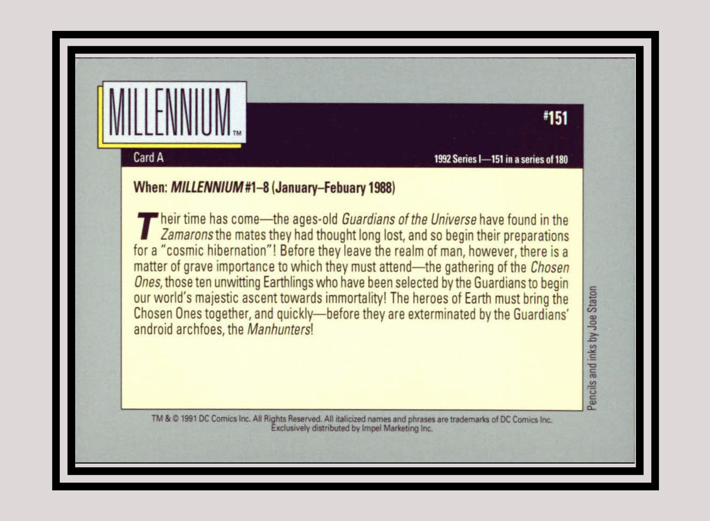 DC! 1x Millennium (Card A) - Base (#151 - 1991 Impel DC Cosmic Cards)