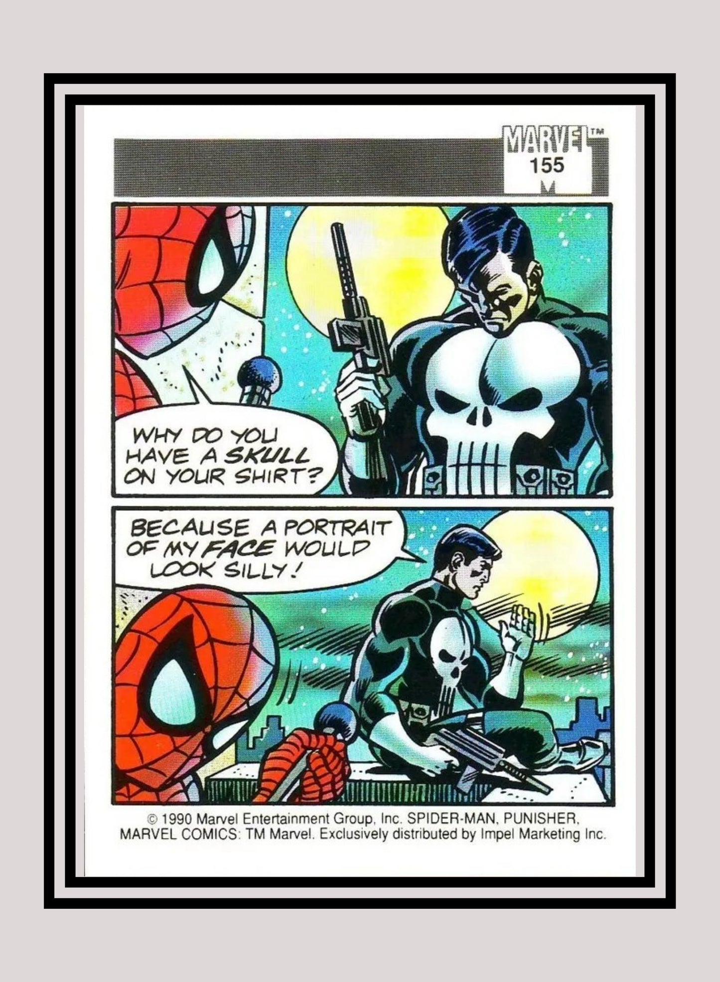 Marvel! 1x Spider-Man Presents: Punisher - Base (#155 - 1990 Impel Marvel Universe Series I)