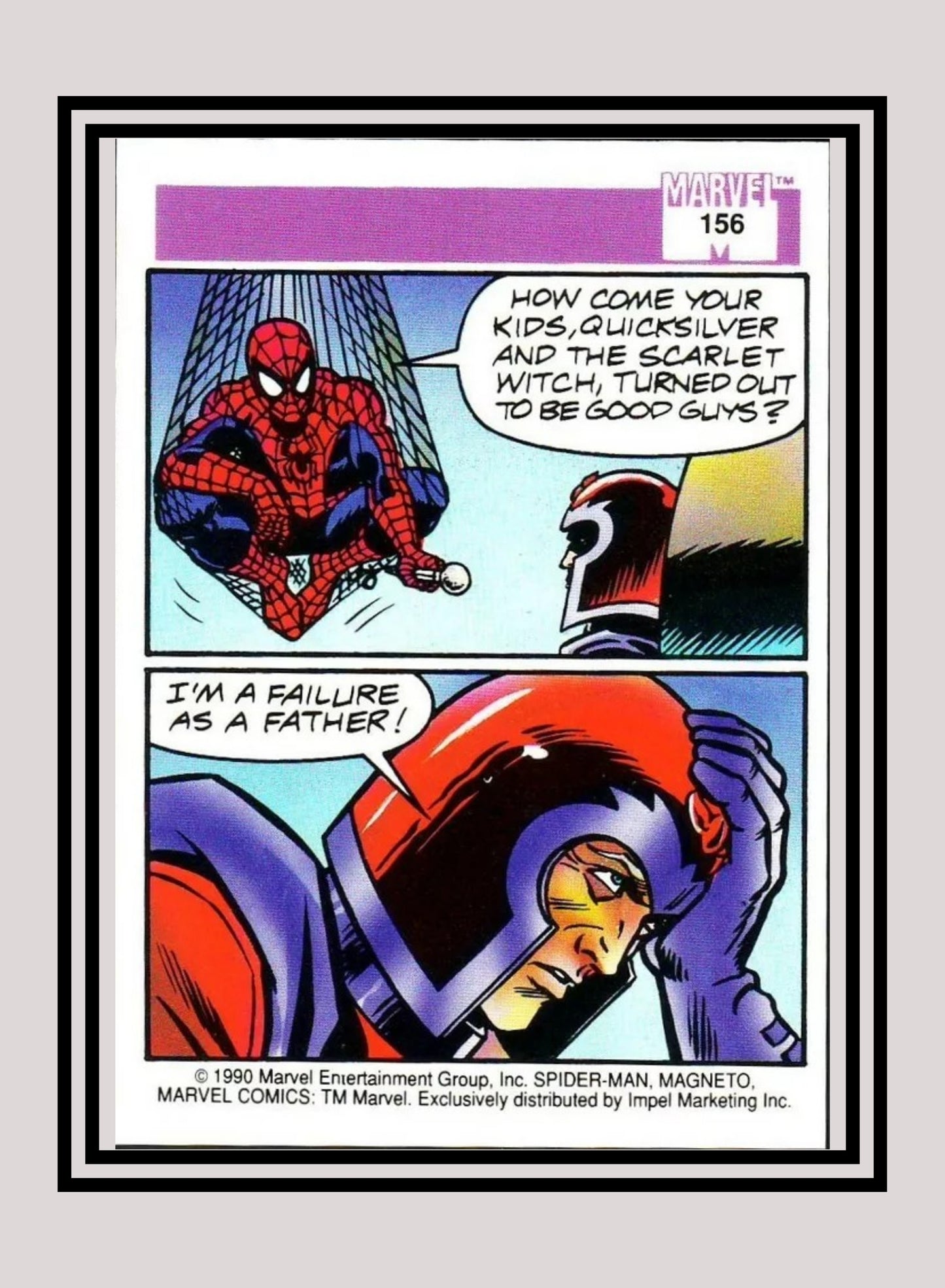 Marvel! 1x Spider-Man Presents: Magneto - Base (#156 - 1990 Impel Marvel Universe Series I)