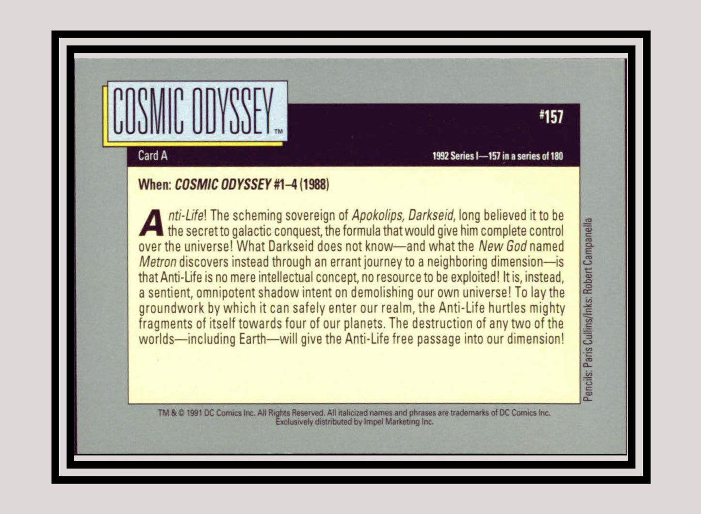 DC! 1x Cosmic Odyssey (Card A) - Base (#157 - 1991 Impel DC Cosmic Cards)