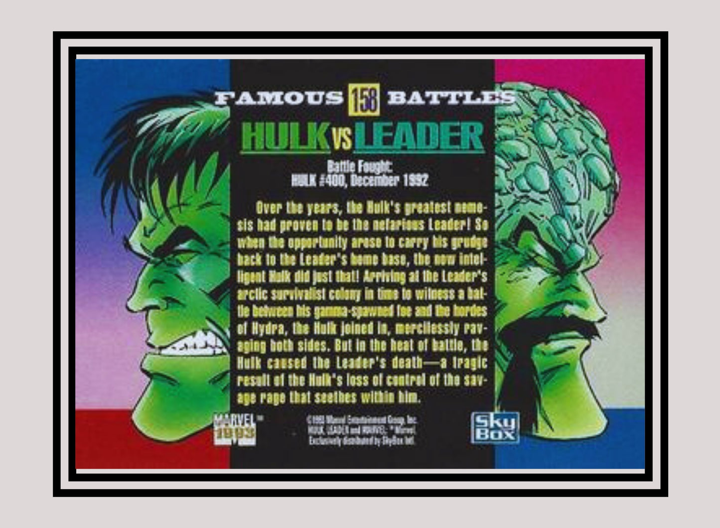 Marvel! 1x Hulk vs Leader - Base (#158 - 1993 Skybox Marvel Universe Series 4)