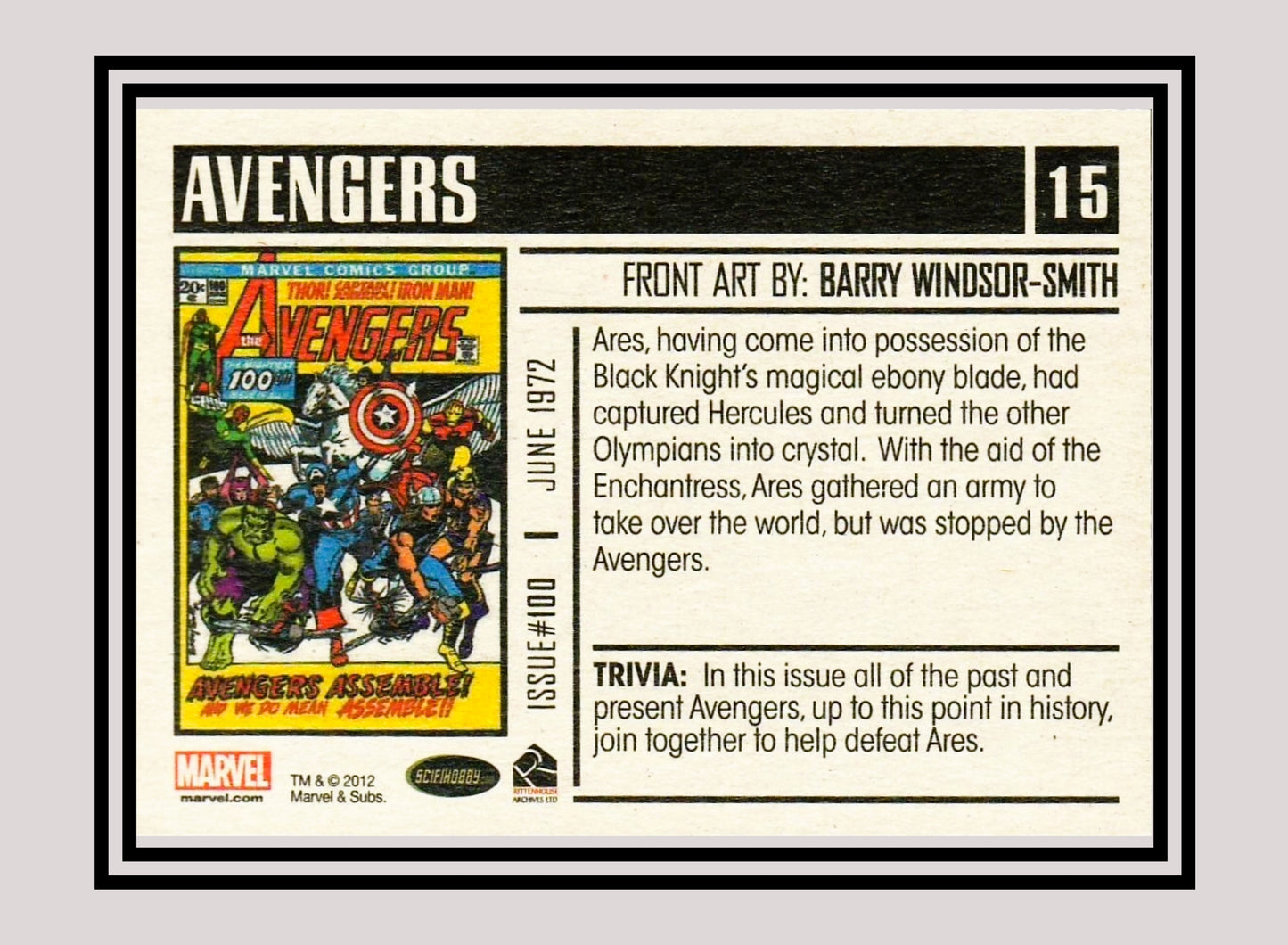 Marvel! 1x The Avengers #100 - Base (#15 - 2012 Rittenhouse Marvel Bronze Age)