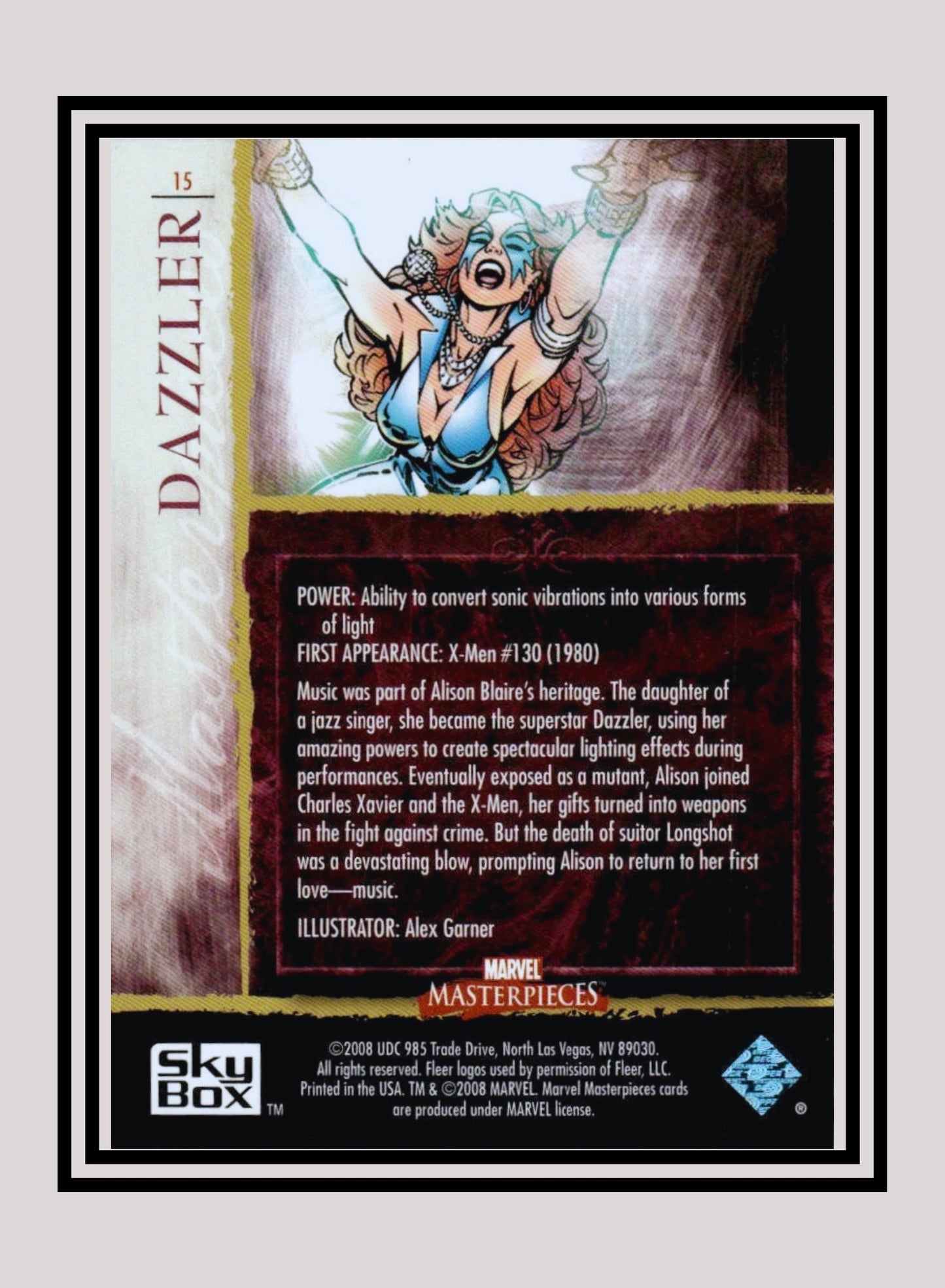 Marvel! 1x Dazzler - Base (#15 - 2008 Upper Deck Marvel Masterpieces Series 2)