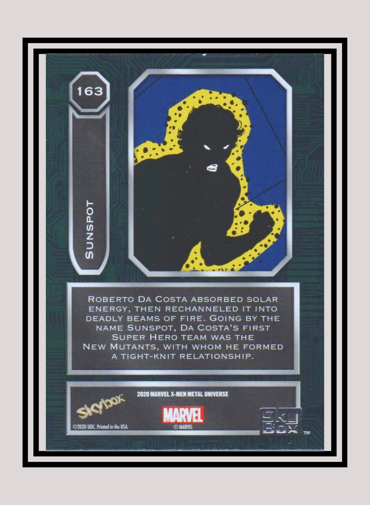 Marvel! 1x Sunspot - Base High Series (#163 - 2021 Upper Deck X-Men Metal Universe)