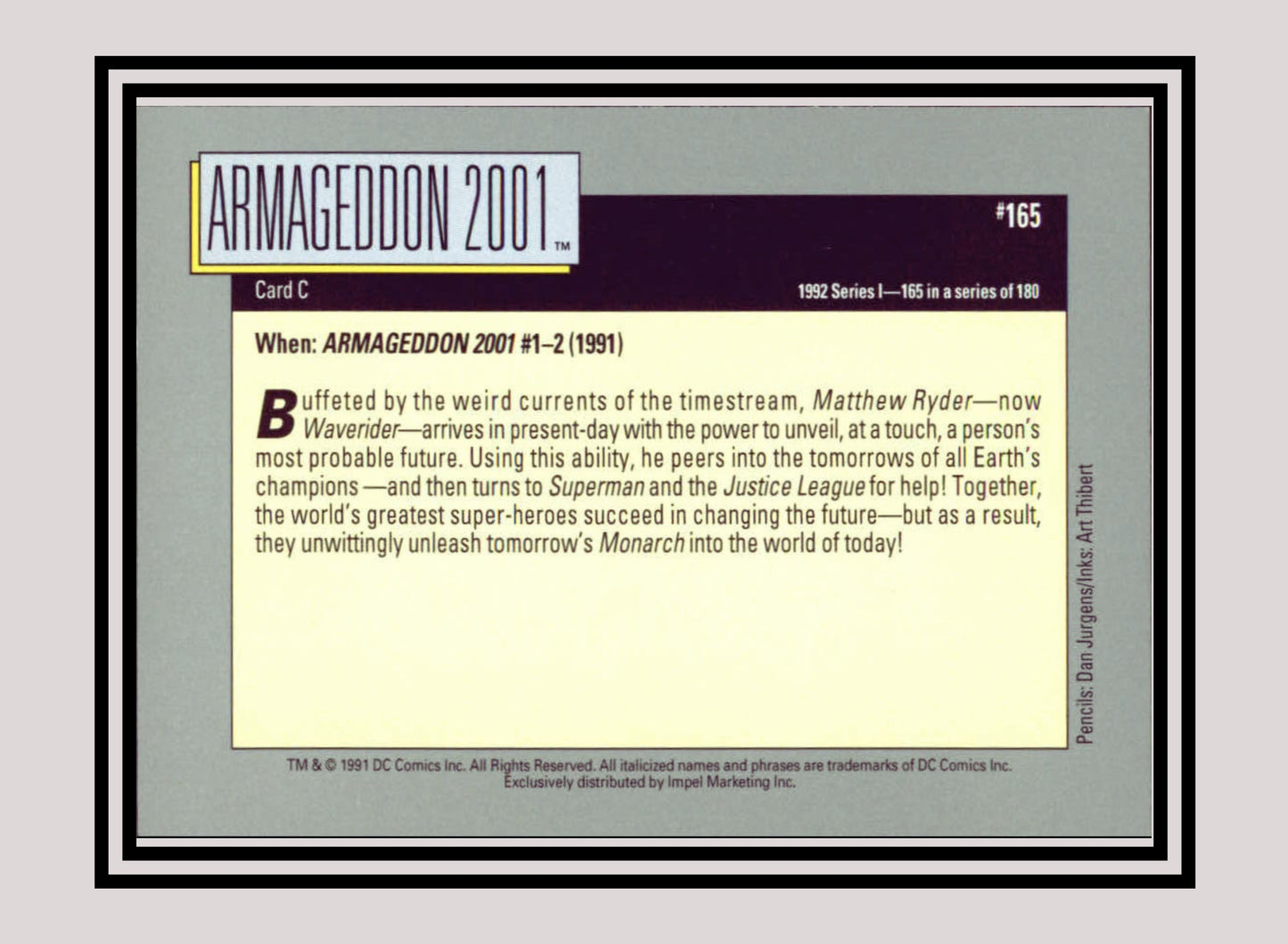 DC! 1x Armageddon 2001 (Card C) - Base (#165 - 1991 Impel DC Cosmic Cards)