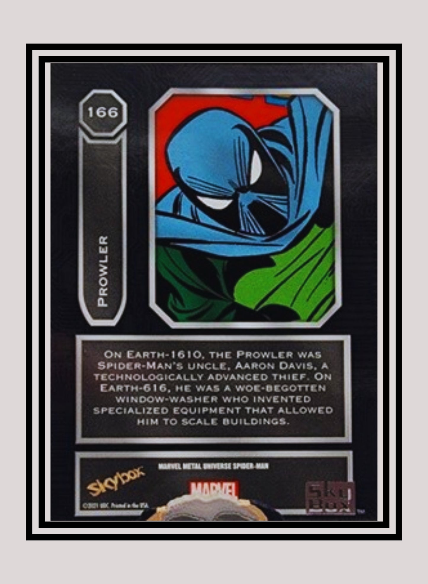 Marvel! 1x Prowler - Base High Series (#166 - 2021 Upper Deck Spiderman Metal Universe)