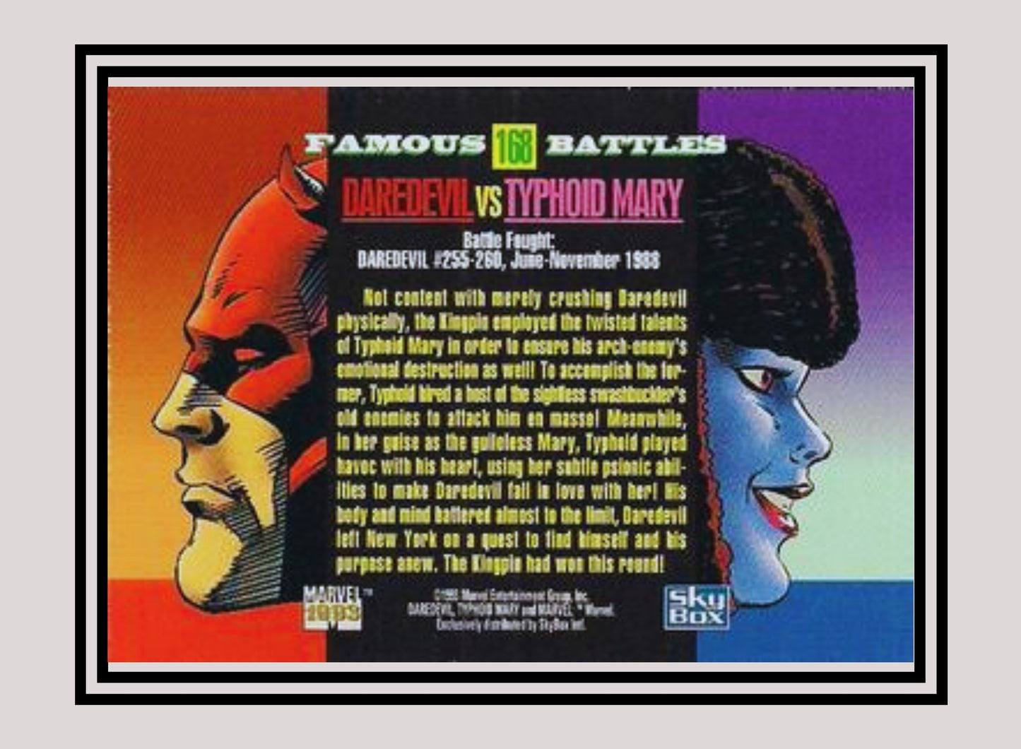 Marvel! 1x Daredevil vs Typhoid Mary - Base (#168 - 1993 Skybox Marvel Universe Series 4)