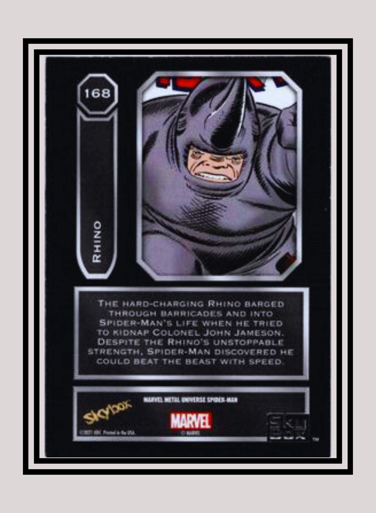 Marvel! 1x Rhino - Base High Series (#168 - 2021 Upper Deck Spiderman Metal Universe)