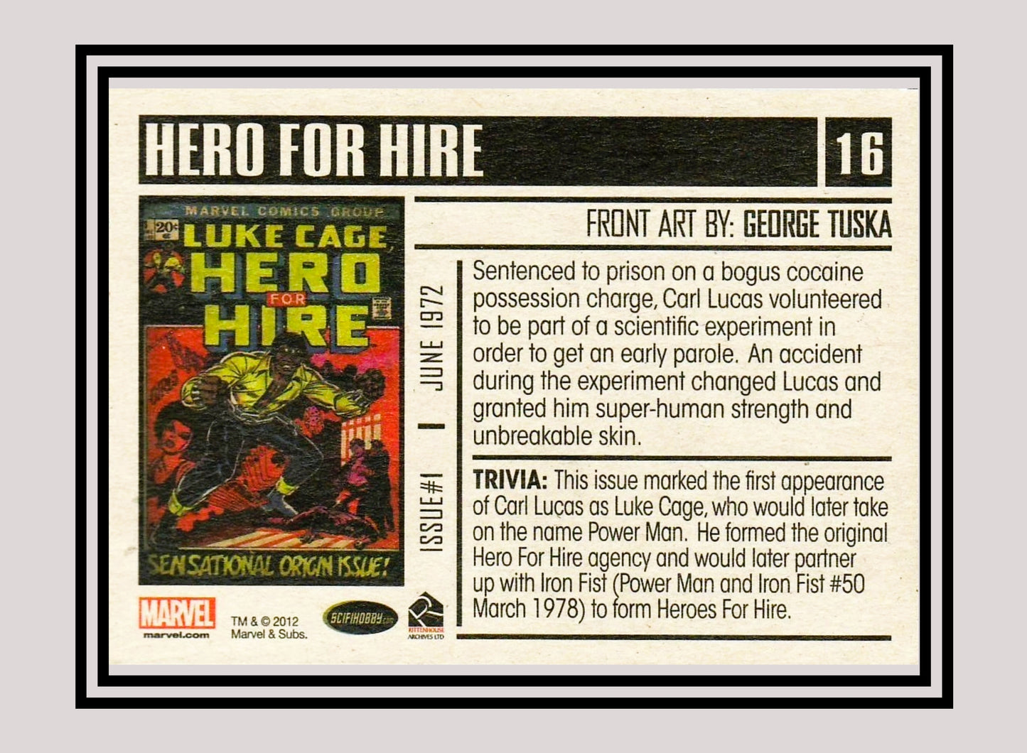 Marvel! 1x Luke Cage, Hero for Hire #1 - Base (#16 - 2012 Rittenhouse Marvel Bronze Age)