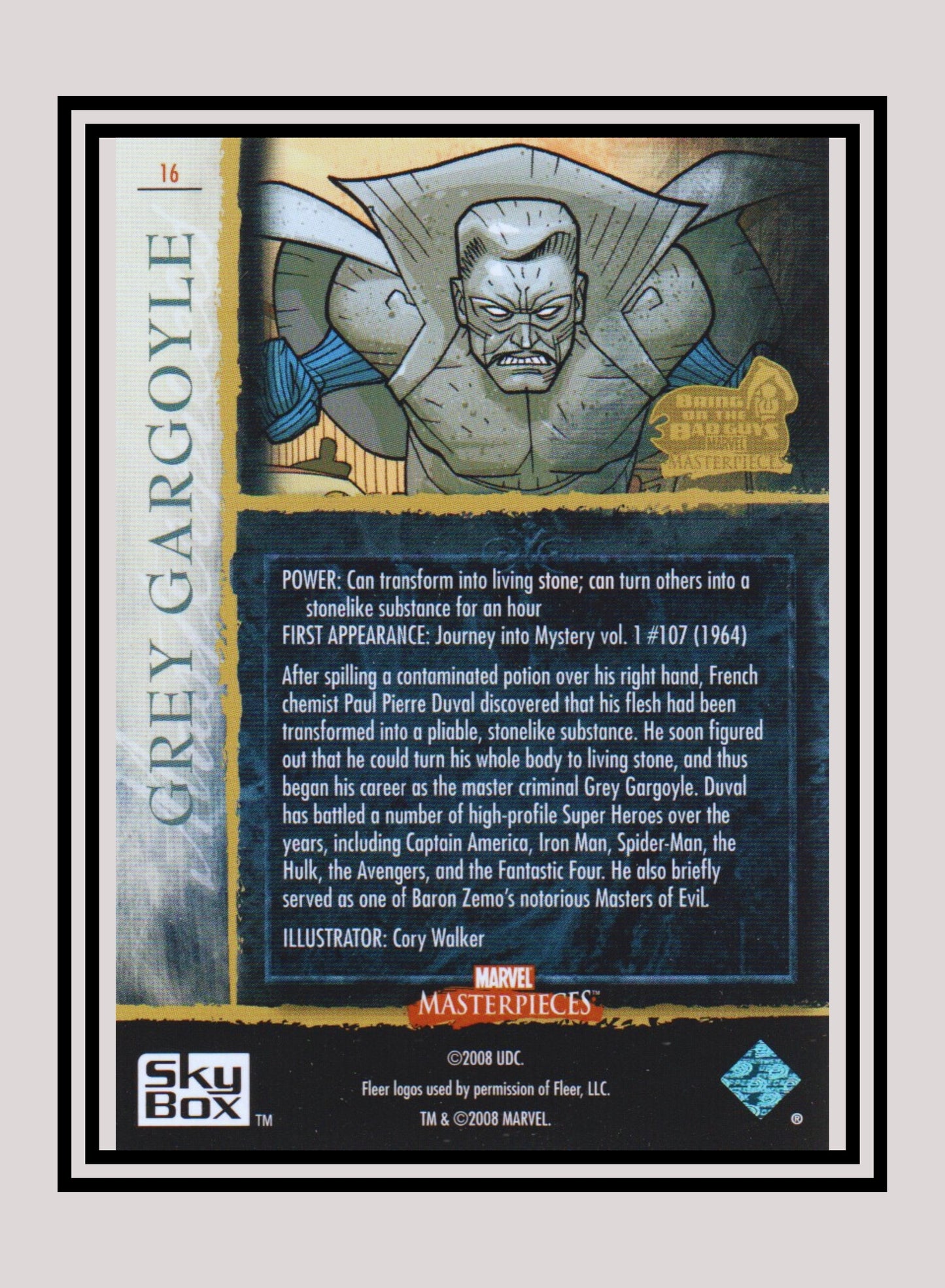 Marvel! 1x Grey Gargoyle - Base (#16 - 2008 Upper Deck Marvel Masterpieces Series 3)