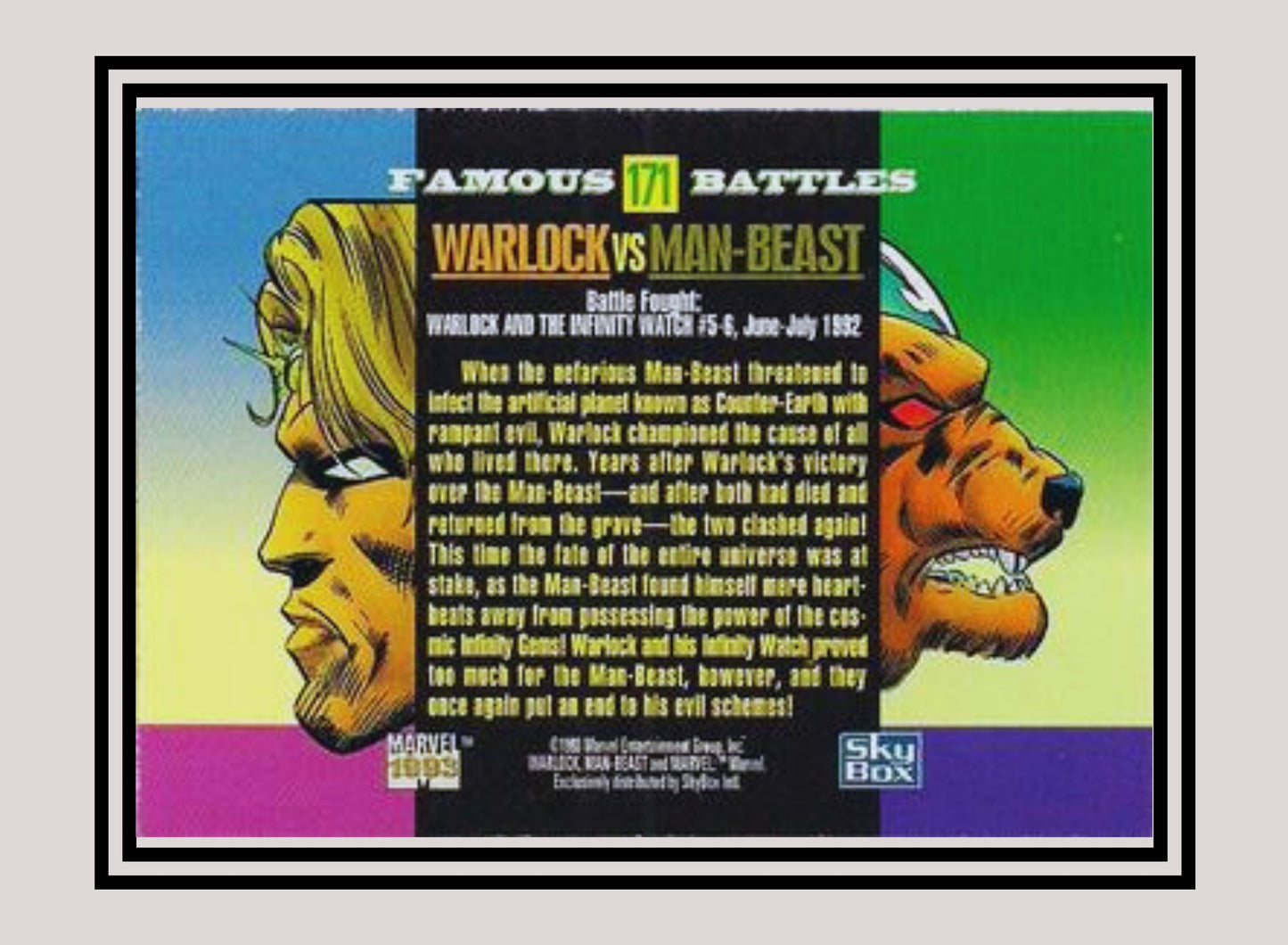 Marvel! 1x Warlock vs Man-Beast - Base (#171 - 1993 Skybox Marvel Universe Series 4)