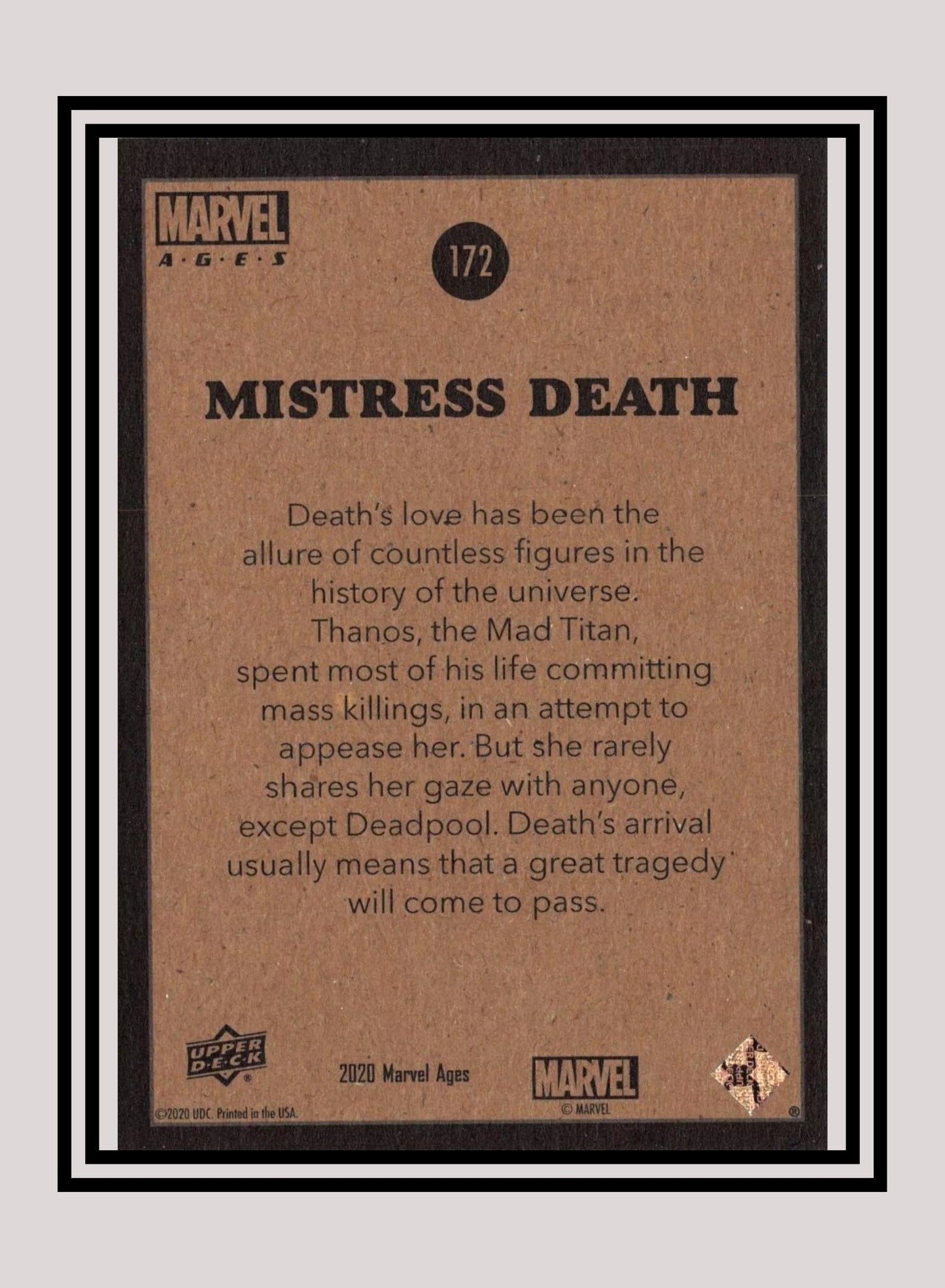 Marvel! 1x Mistress Death - Base (#172 - 2020 Upper Deck Marvel Ages)