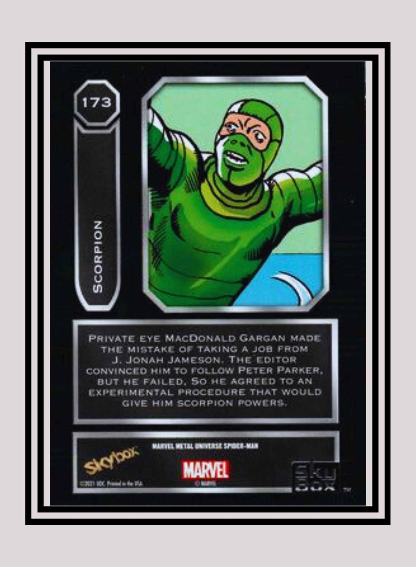 Marvel! 1x Scorpion - Base High Series (#173 - 2021 Upper Deck Spiderman Metal Universe)