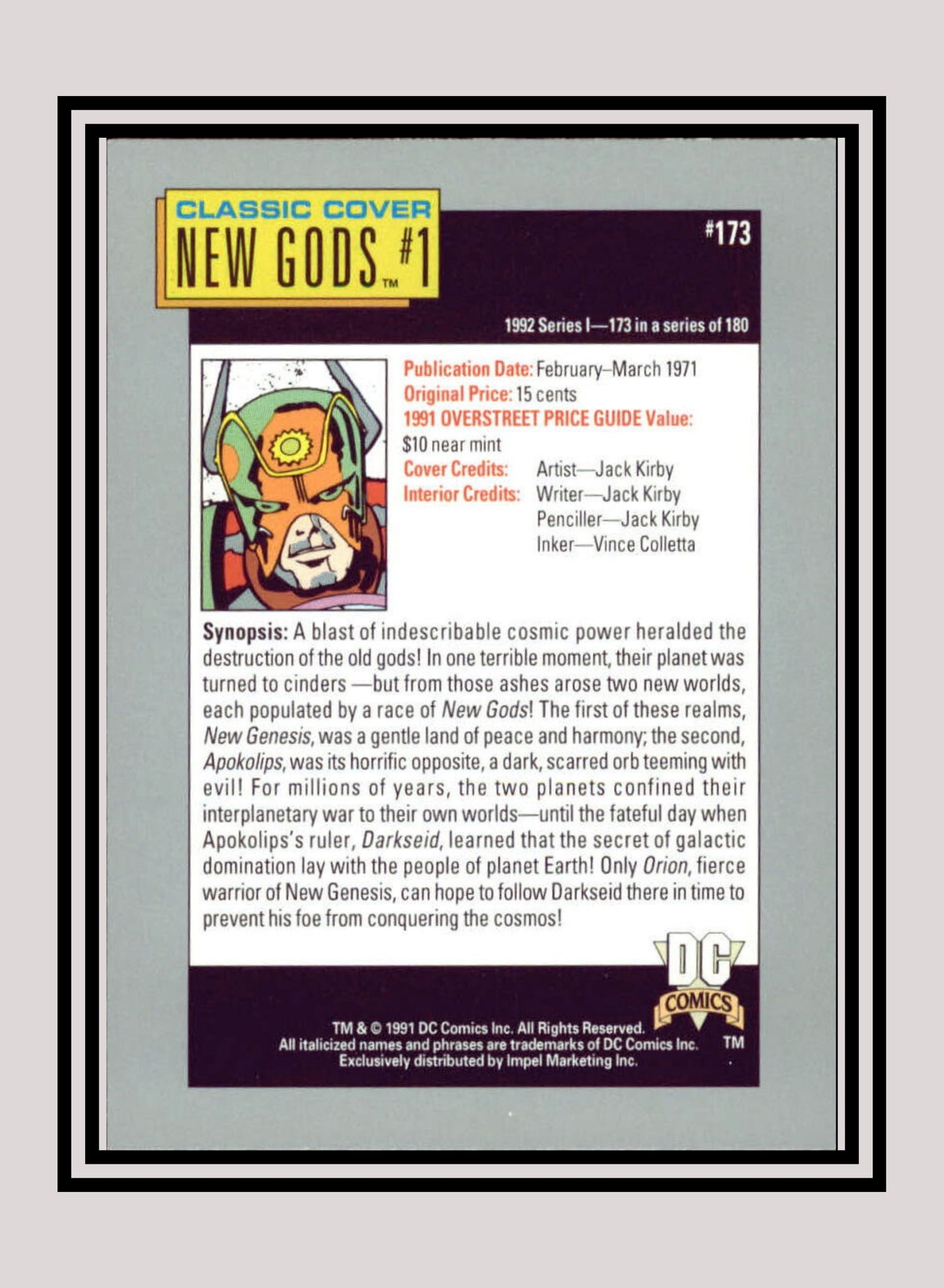 DC! 1x New Gods #1 - Base (#173 - 1991 Impel DC Cosmic Cards)