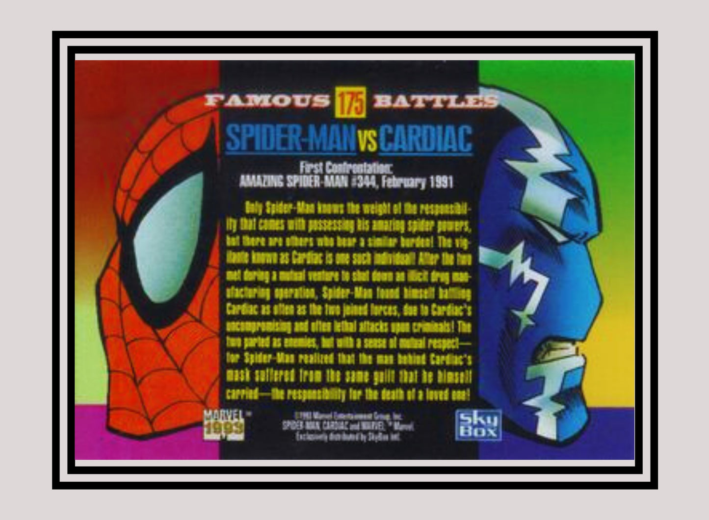 Marvel! 1x Spider-Man vs Cardiac - Base (#175 - 1993 Skybox Marvel Universe Series 4)