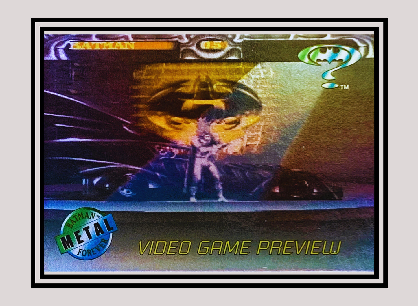 DC! 1x Video Game Preview - Holo (A-1 - 1995 Fleer Batman Forever Metal)