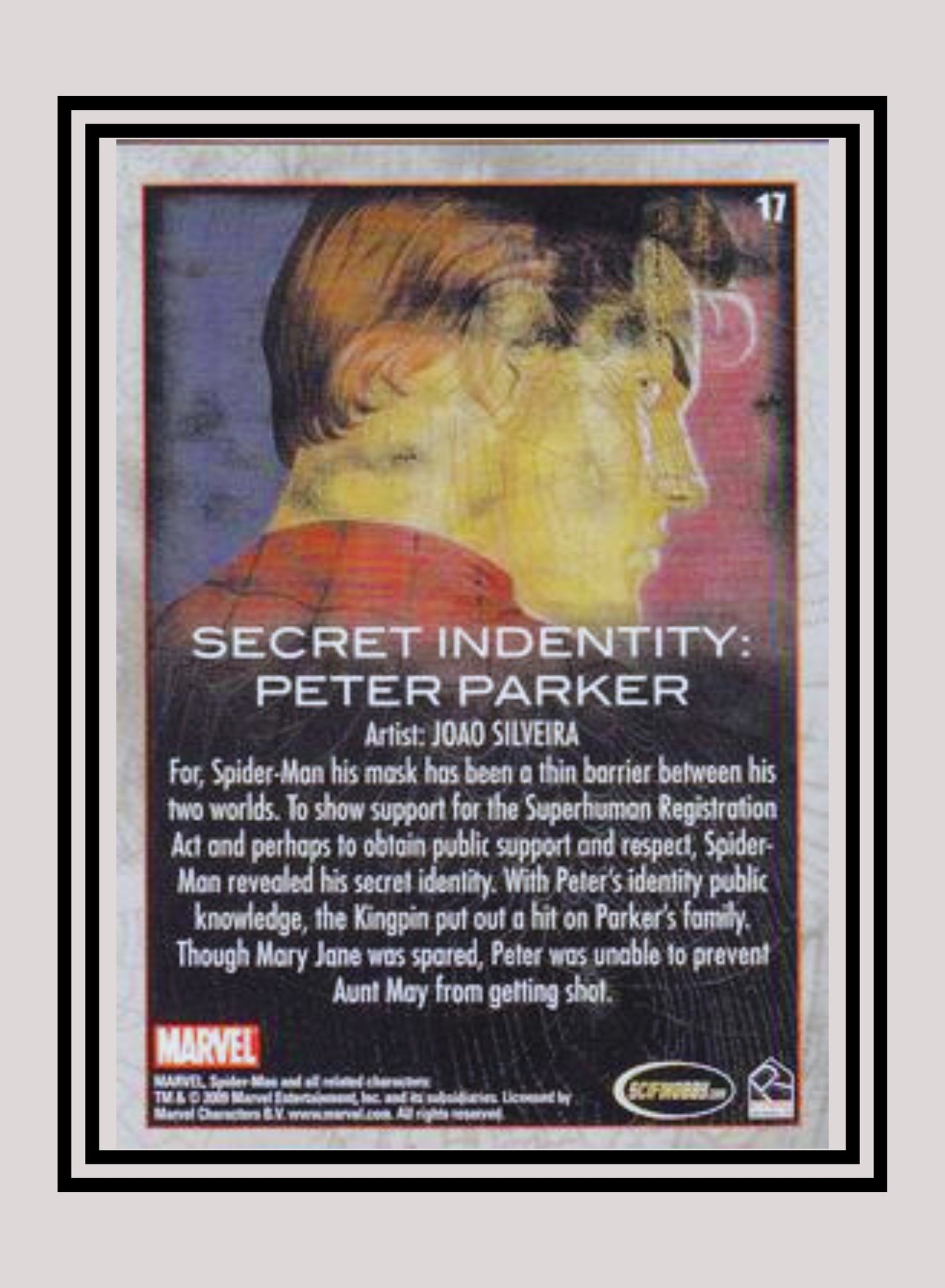 Marvel! 1x Secret Indentity: Peter Parker - Base (#17 - 2009 Rittenhouse Spiderman Archives)