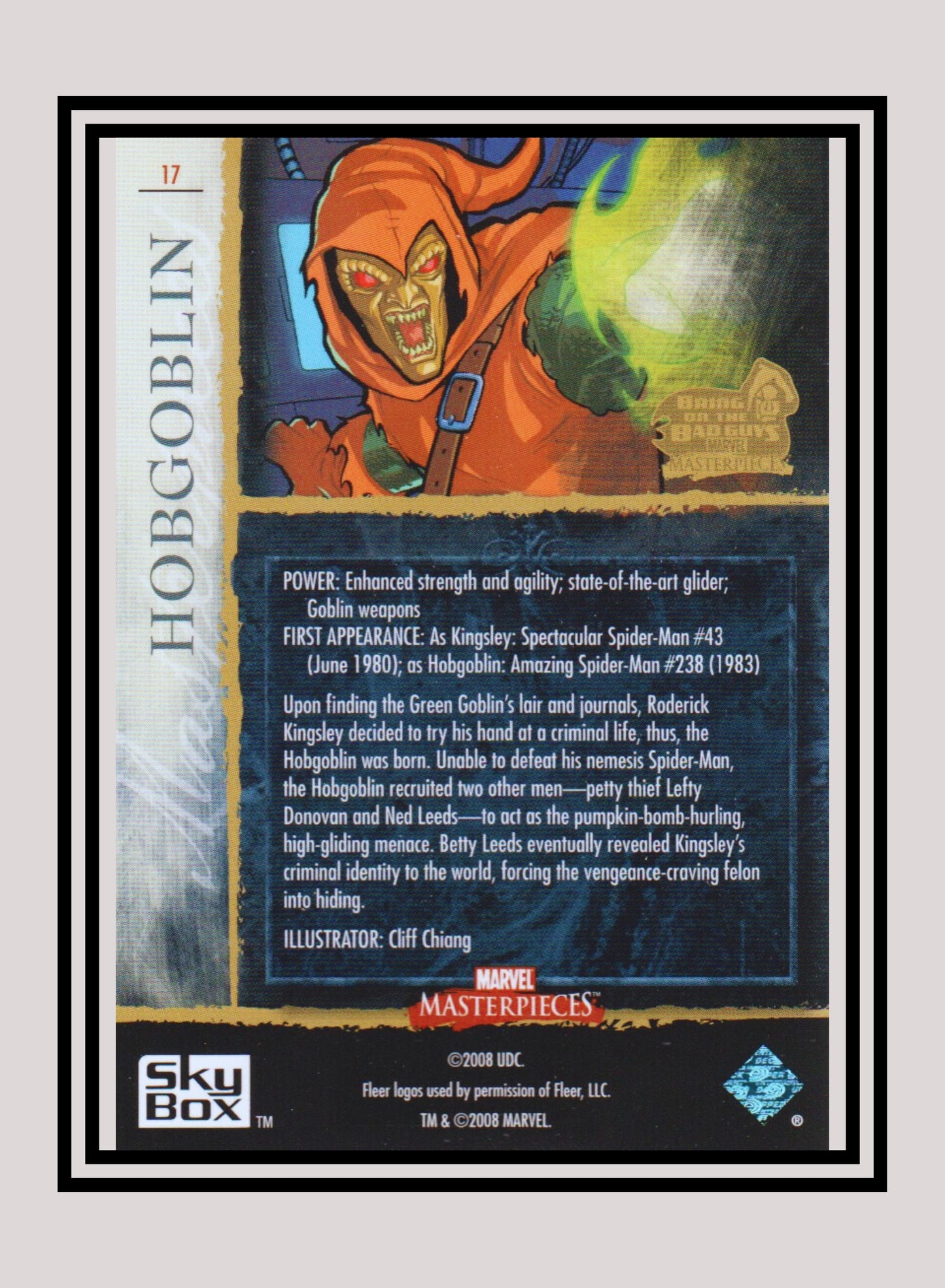 Marvel! 1x Hobgoblin - Base (#17 - 2008 Upper Deck Marvel Masterpieces Series 3)