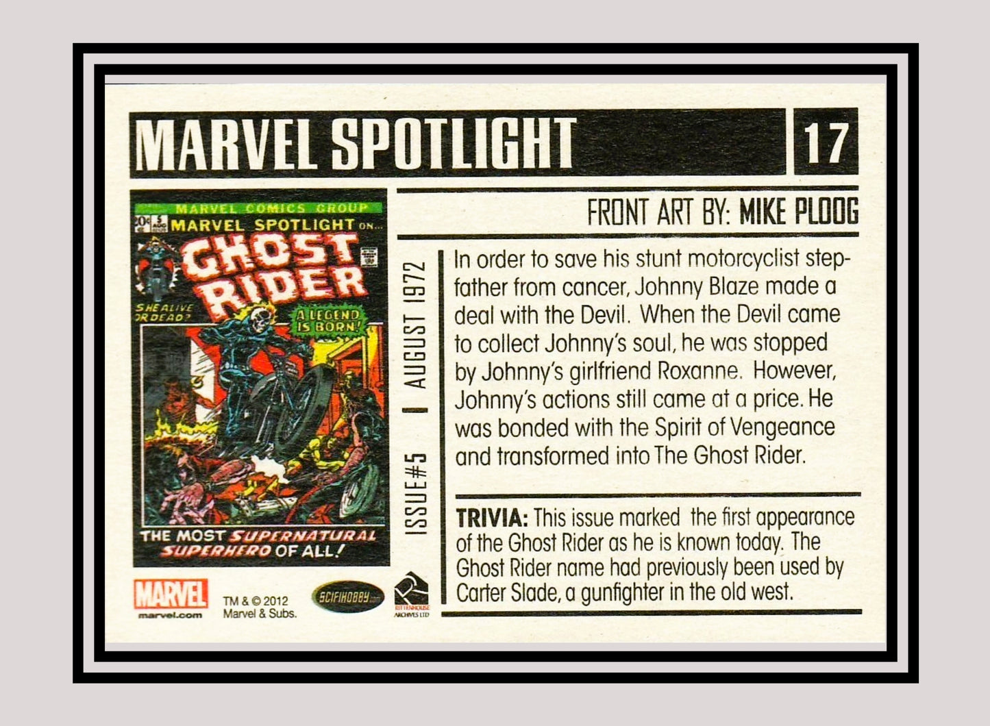 Marvel! 1x Marvel Spotlight #5: Ghost Rider - Base (#17 - 2012 Rittenhouse Marvel Bronze Age)