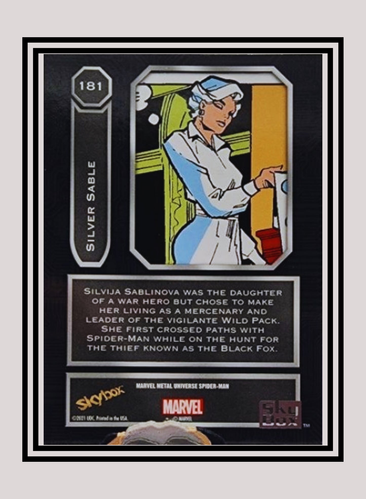 Marvel! 1x Silver Sable - Base High Series (#181 - 2021 Upper Deck Spiderman Metal Universe)