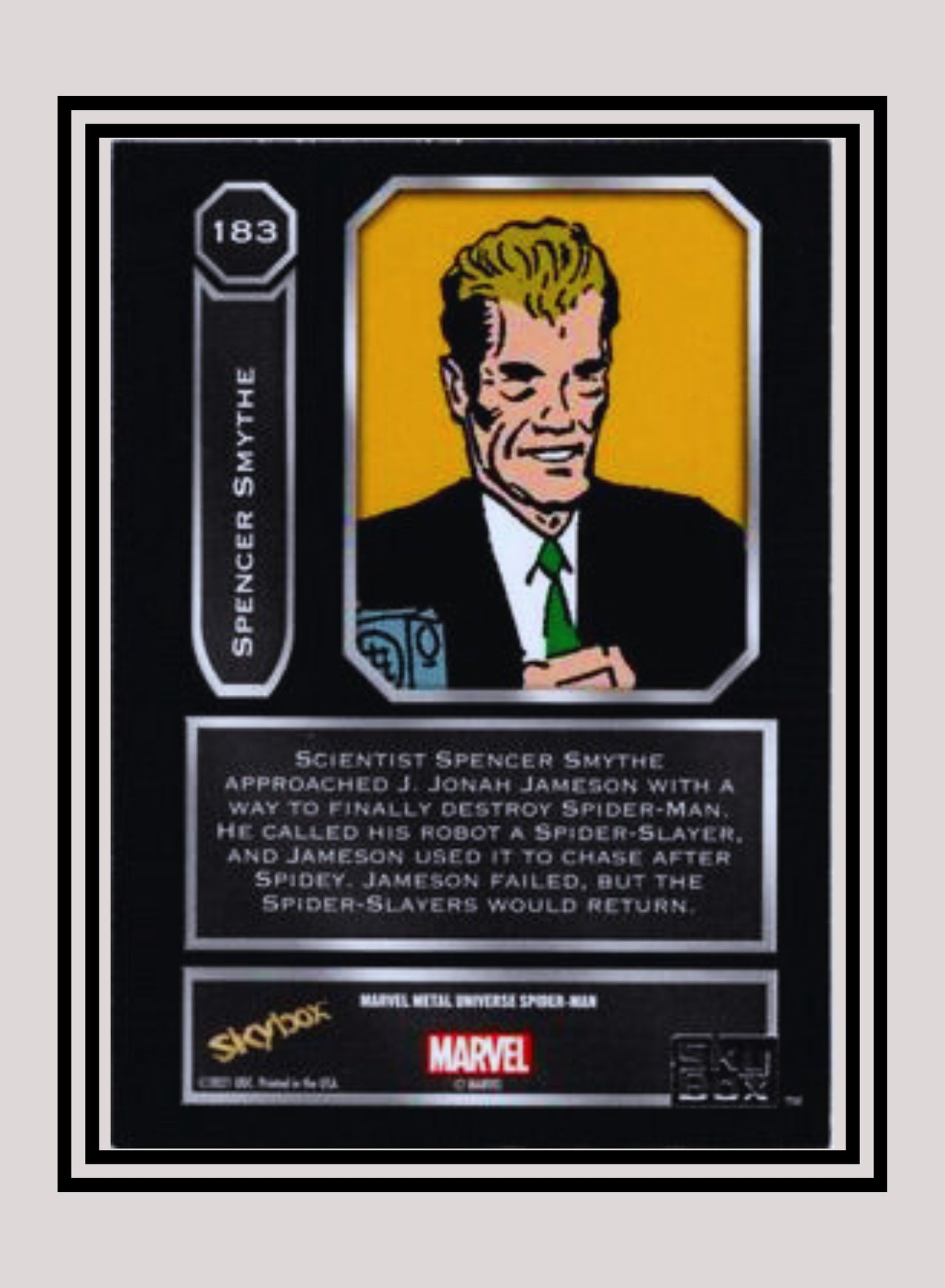 Marvel! 1x Spencer Smythe - Base High Series (#183 - 2021 Upper Deck Spiderman Metal Universe)