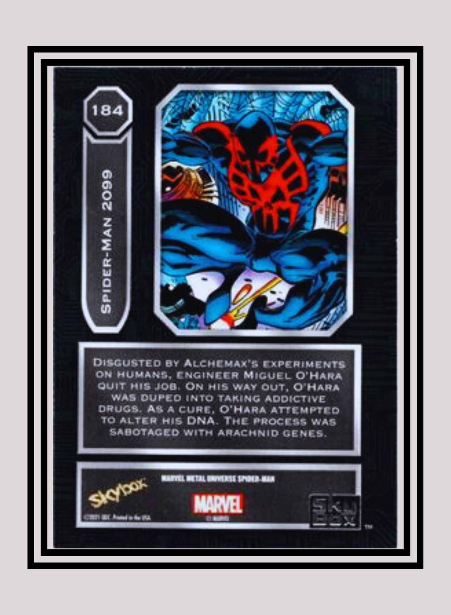 Marvel! 1x Spiderman 2099 - Base High Series (#184 - 2021 Upper Deck Spiderman Metal Universe)