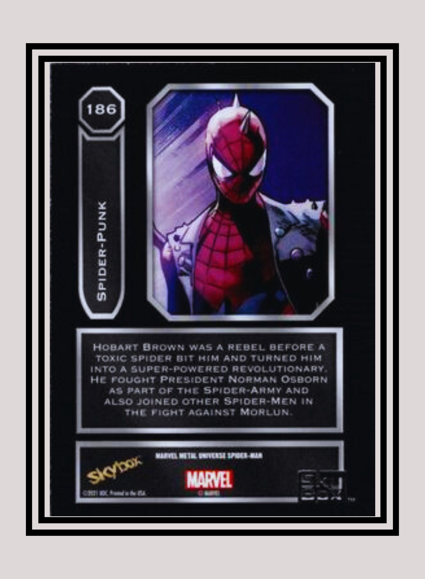 Marvel! 1x Spider Punk - Base High Series (#186 - 2021 Upper Deck Spiderman Metal Universe)