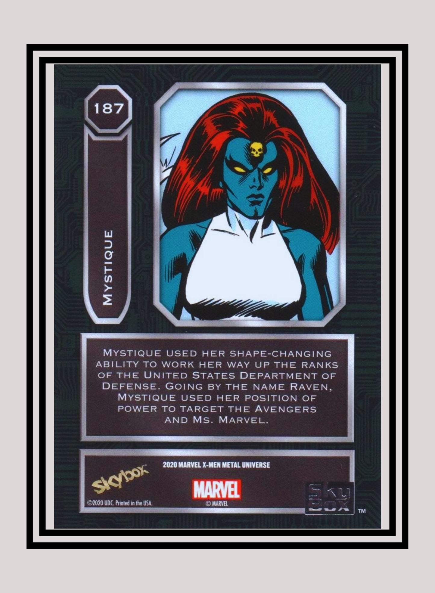 Marvel! 1x Mystique - Base High Series (#187 - 2021 Upper Deck X-Men Metal Universe)