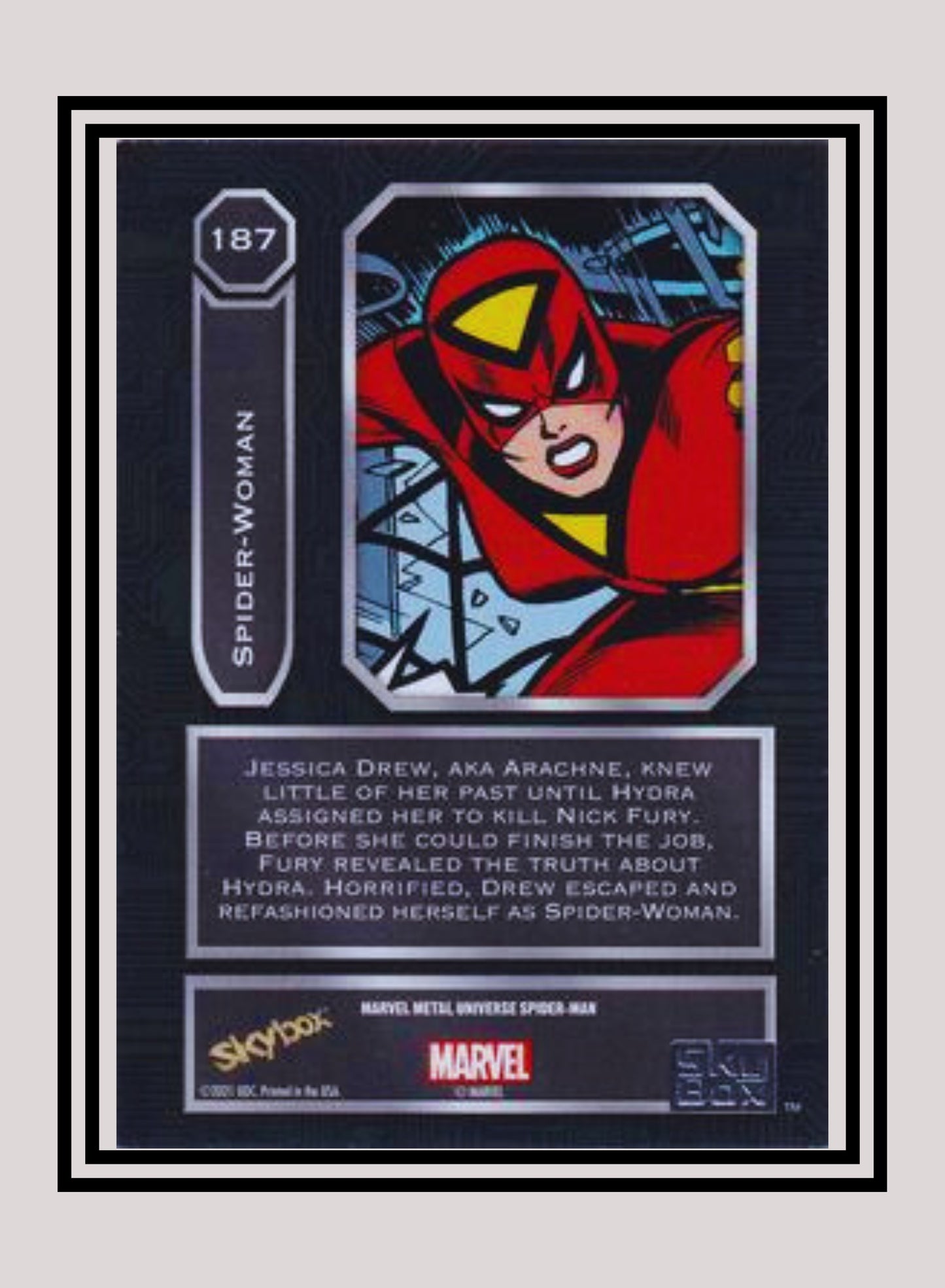 Marvel! 1x Spiderwoman - Base High Series (#187 - 2021 Upper Deck Spiderman Metal Universe)