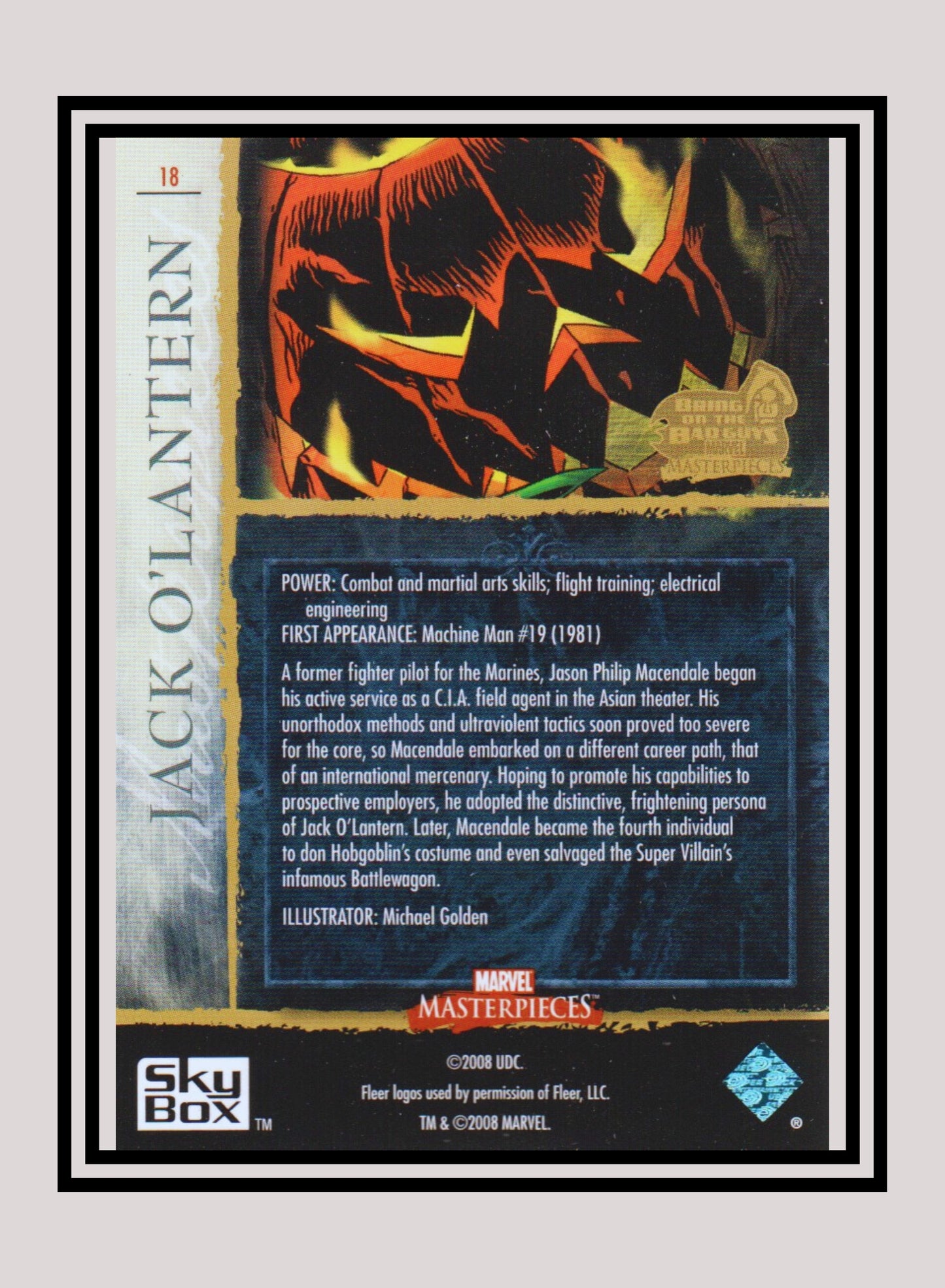 Marvel! 1x Jack O'Lantern - Base (#18 - 2008 Upper Deck Marvel Masterpieces Series 3)