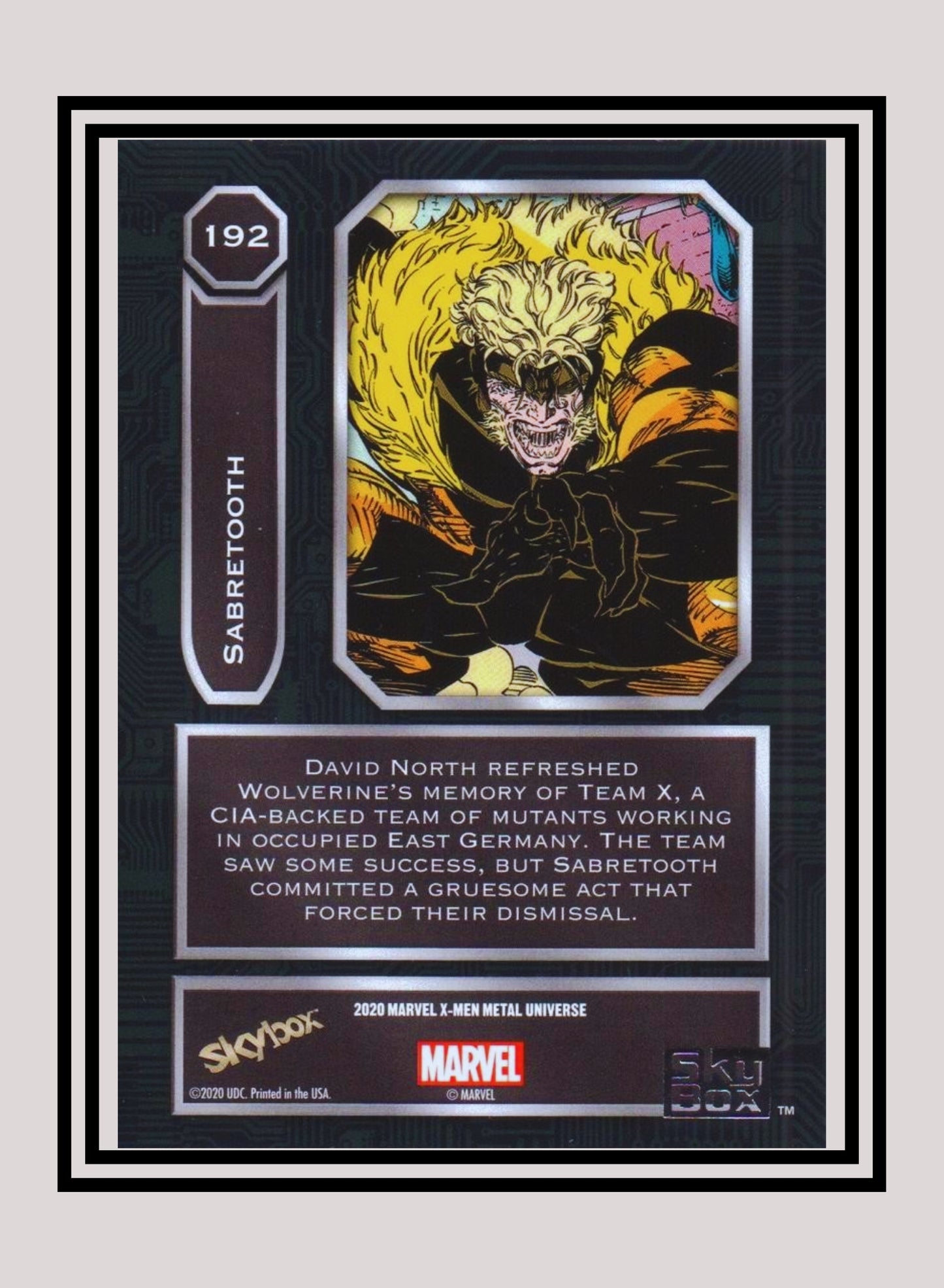 Marvel! 1x Sabretooth - Base High Series (#192 - 2021 Upper Deck X-Men Metal Universe)