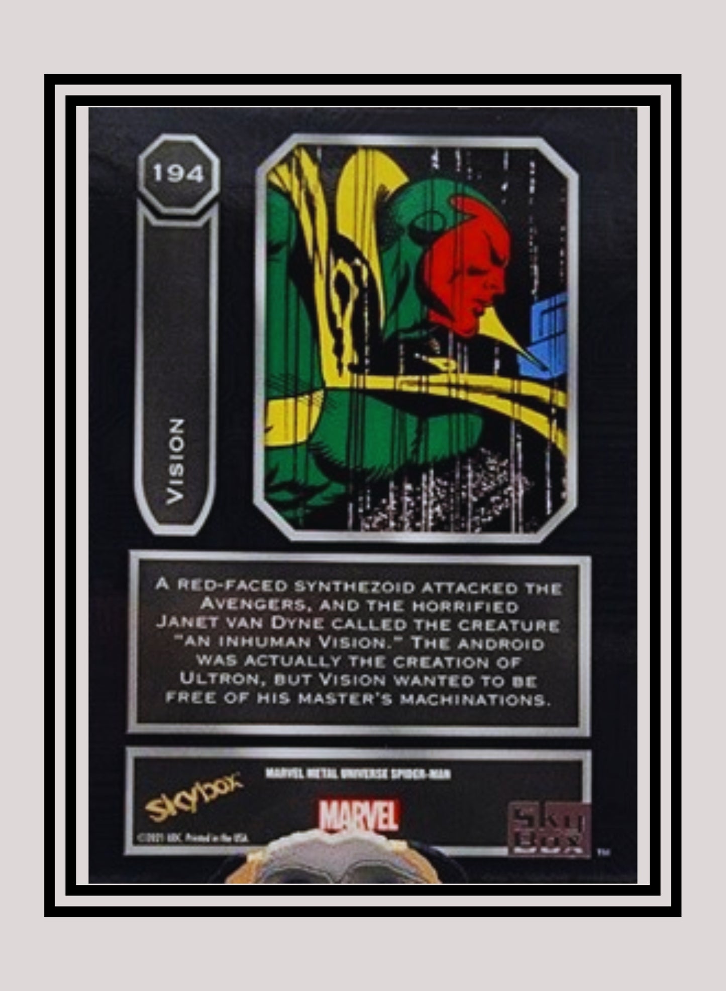 Marvel! 1x Vision - Base High Series (#194 - 2021 Upper Deck Spiderman Metal Universe)