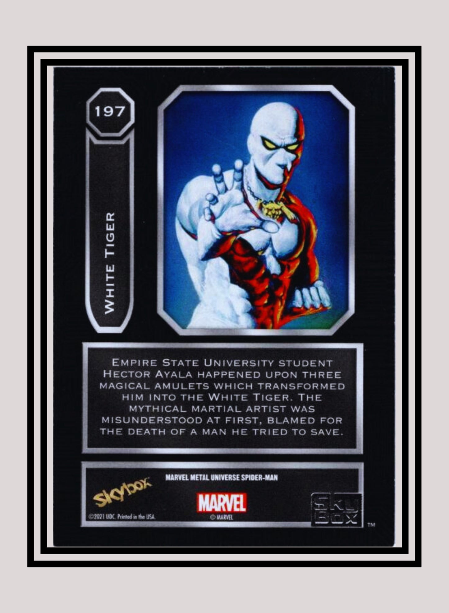 Marvel! 1x White Tiger - Base High Series (#197 - 2021 Upper Deck Spiderman Metal Universe)