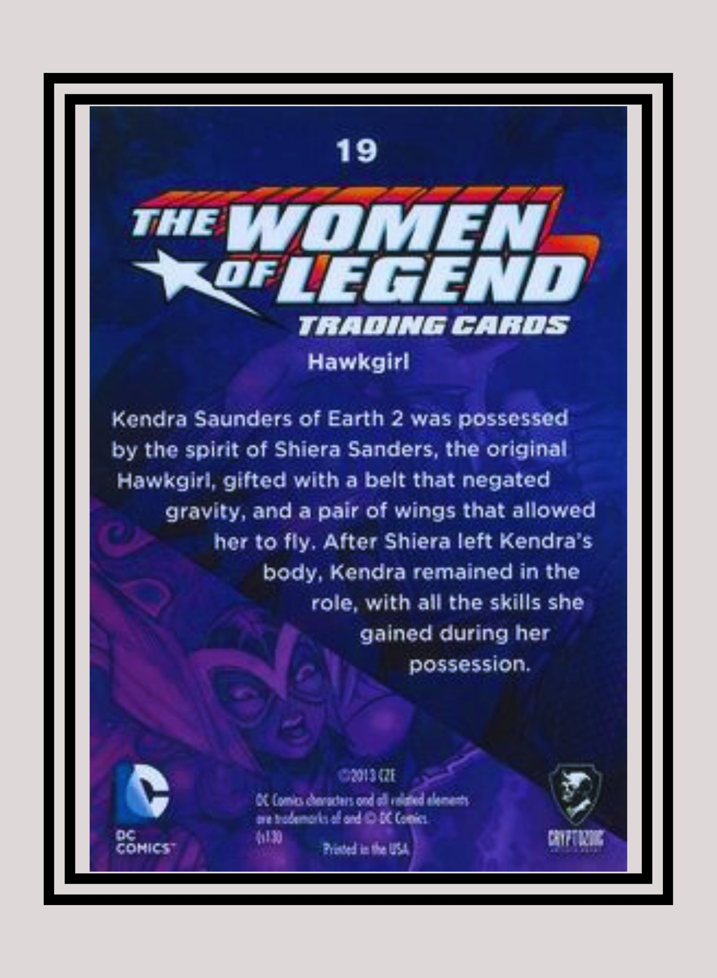 DC! 1x Hawkgirl - Base (#19 - 2013 Cryptozoic The Women of Legend)