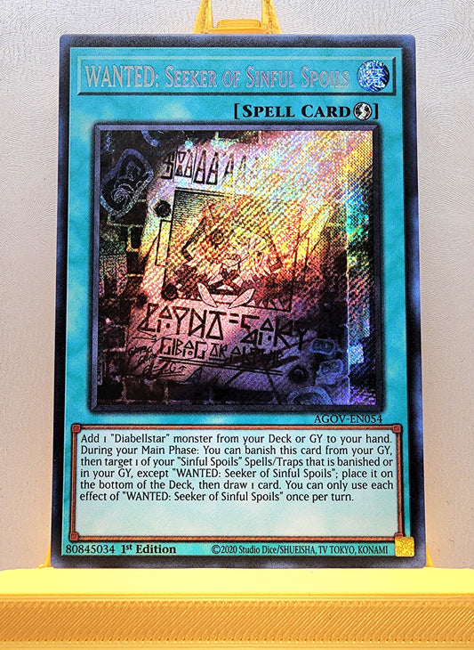 Yugioh! 1x WANTED: Seeker of Sinful Spoils (AGOV - Secret Rare) 1st Edition