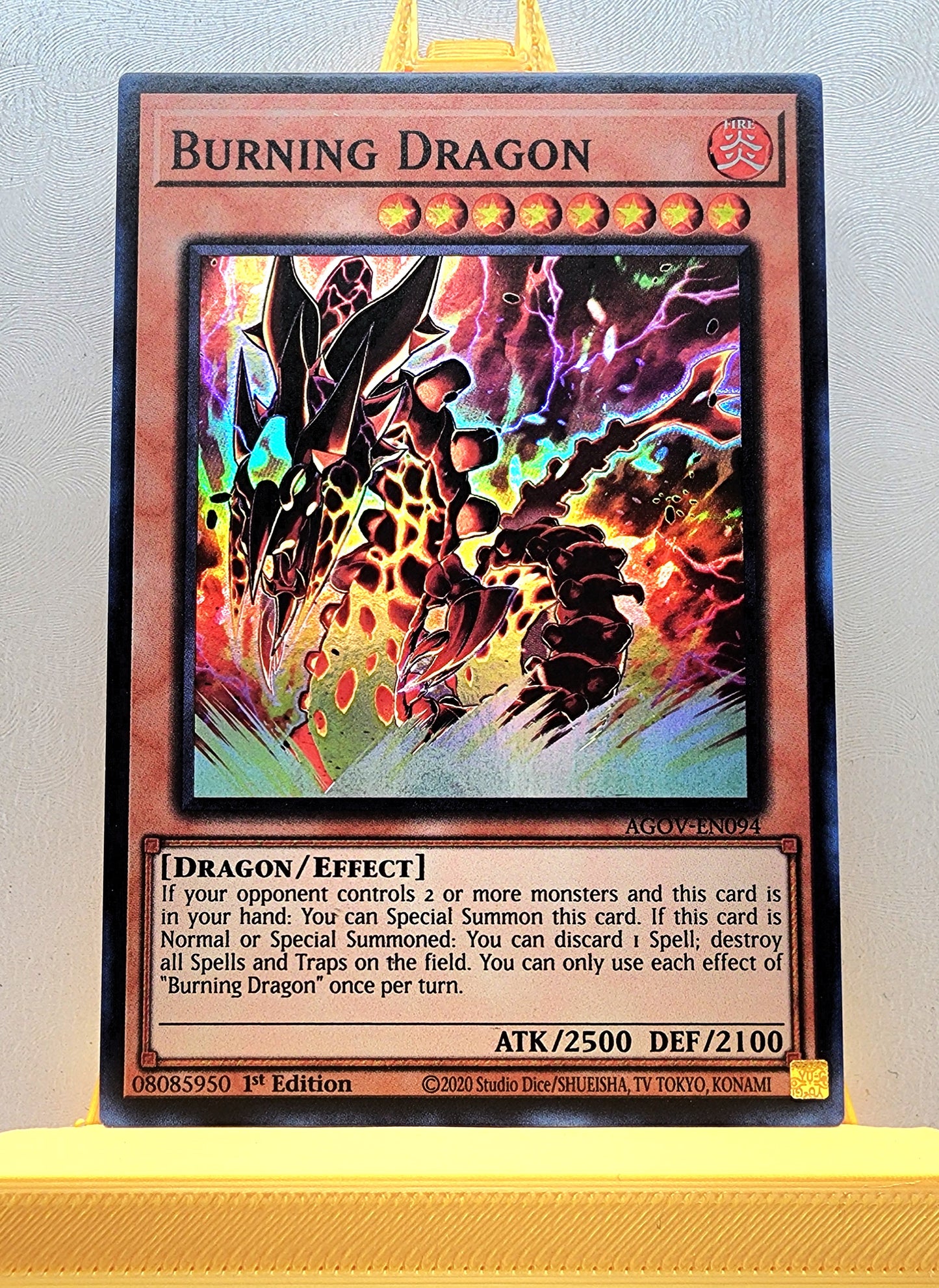 Yugioh! 1x Burning Dragon (AGOV - Super Rare) 1st Edition