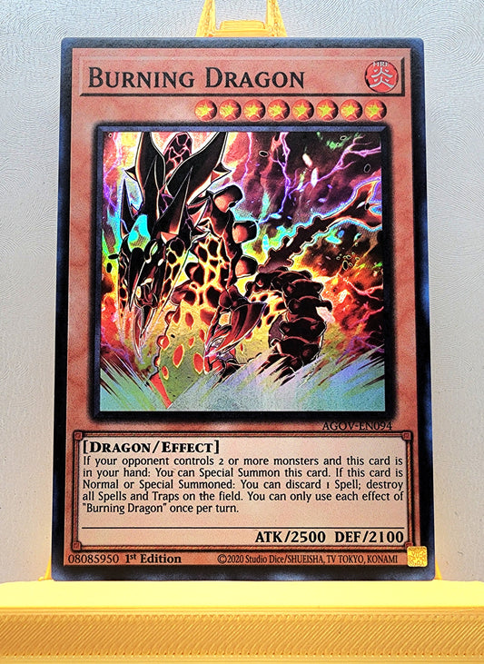 Yugioh! 1x Burning Dragon (AGOV - Super Rare) 1st Edition