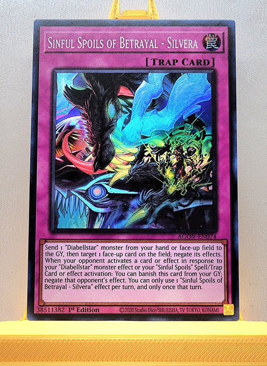 Yugioh! 1x Sinful Spoils of Betrayal - Silvera (AGOV - Super Rare) 1st Edition